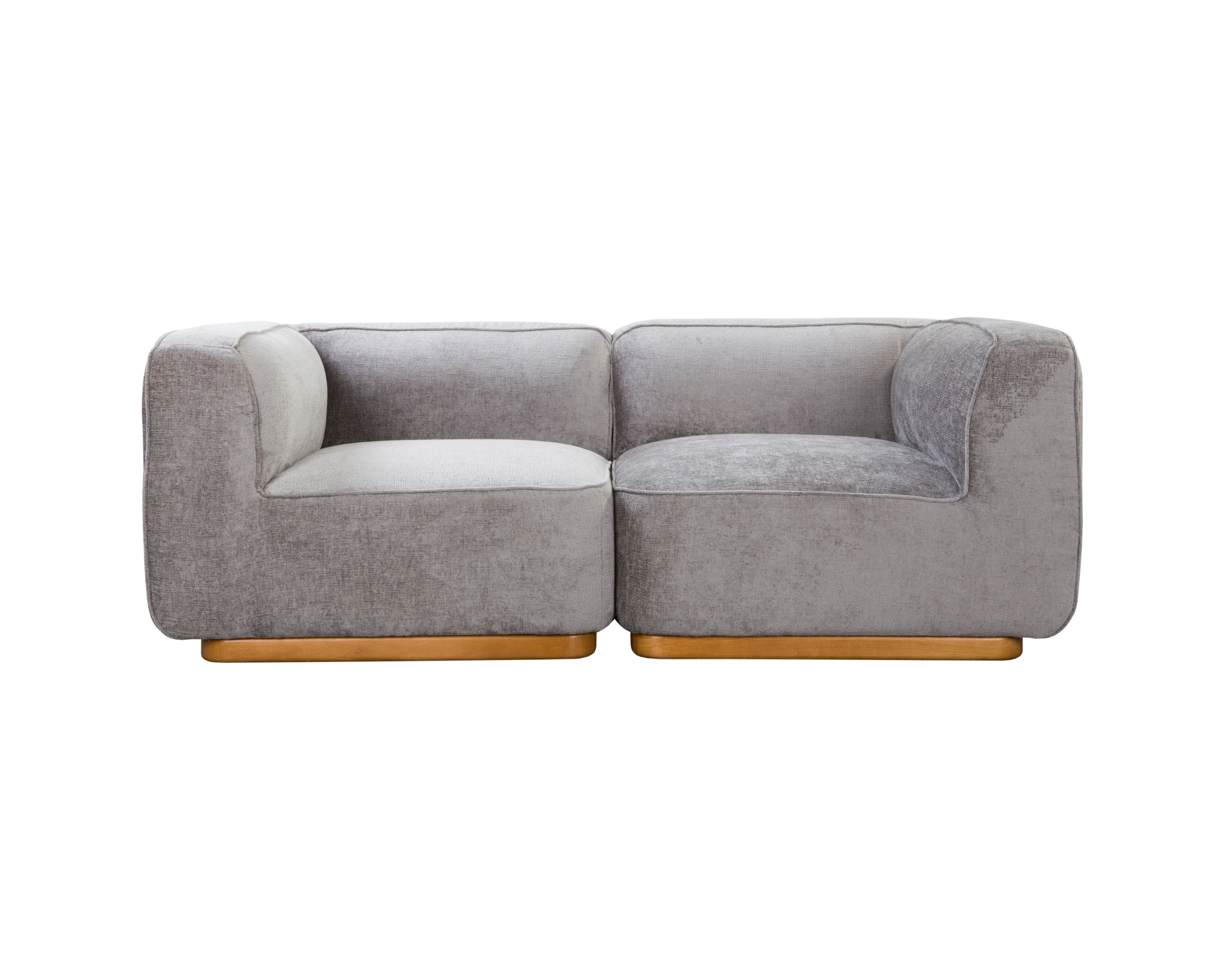 Canapé droit Saint-Maur en tissu chenille gris Paname Avenue, vue de face sur fond blanc