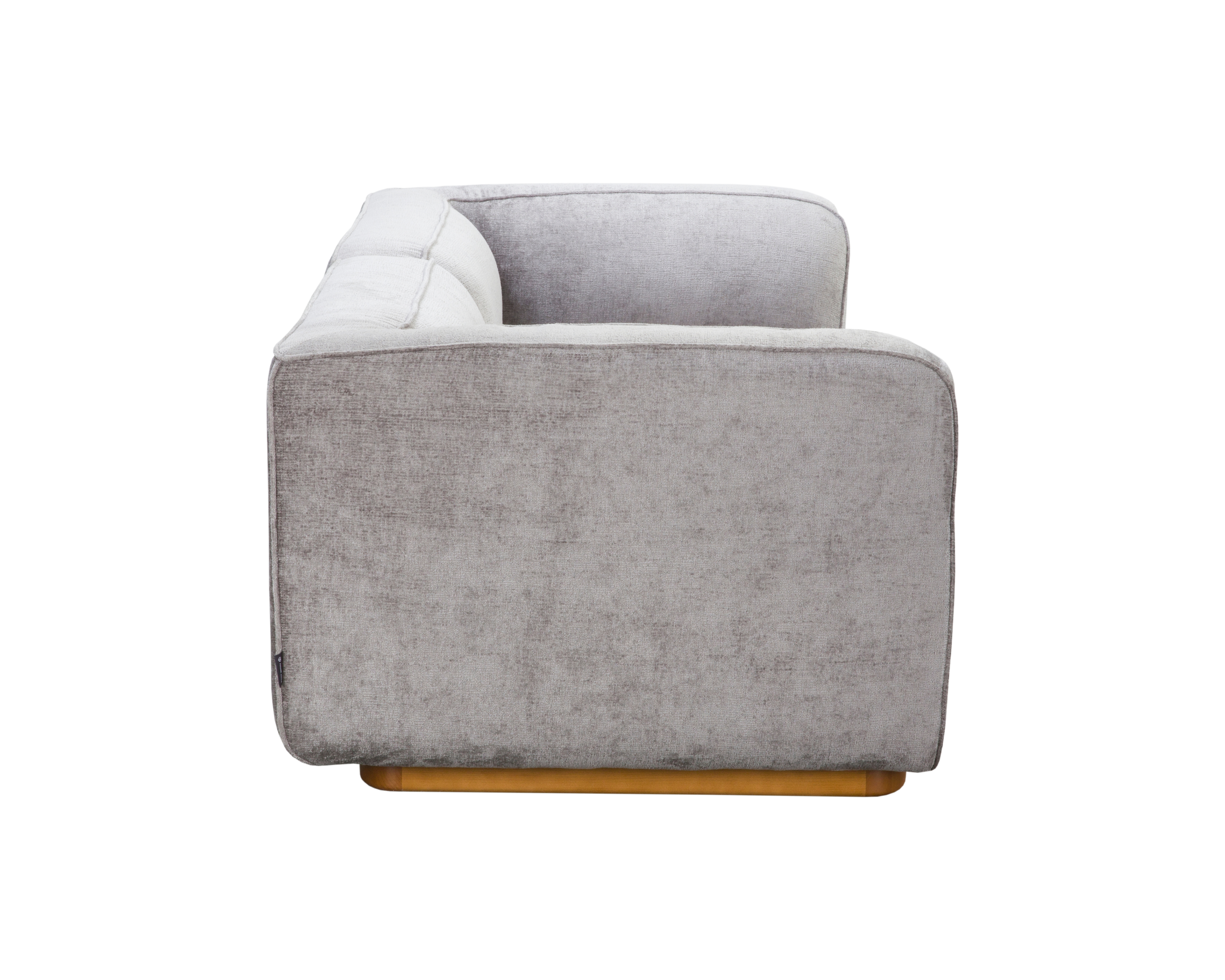 Canapé droit Saint-Maur en tissu chenille gris Paname Avenue, vue de profil sur fond blanc