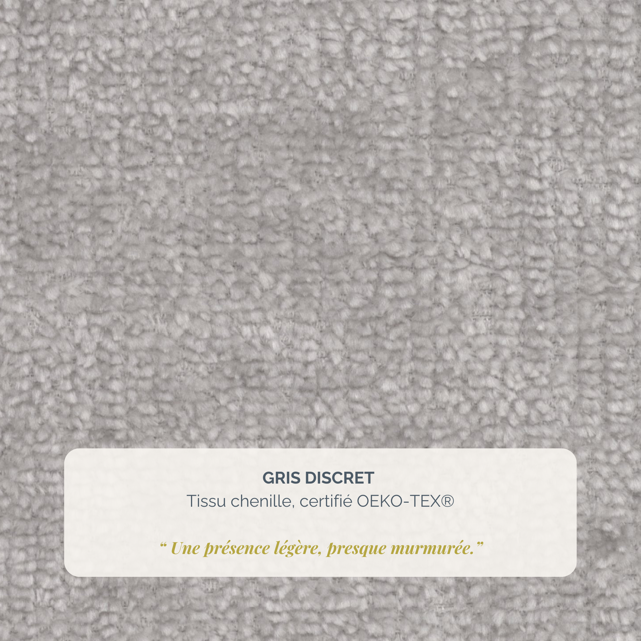 Canapé droit Saint-Maur en tissu chenille gris Paname Avenue, détail de la texture du revêtement