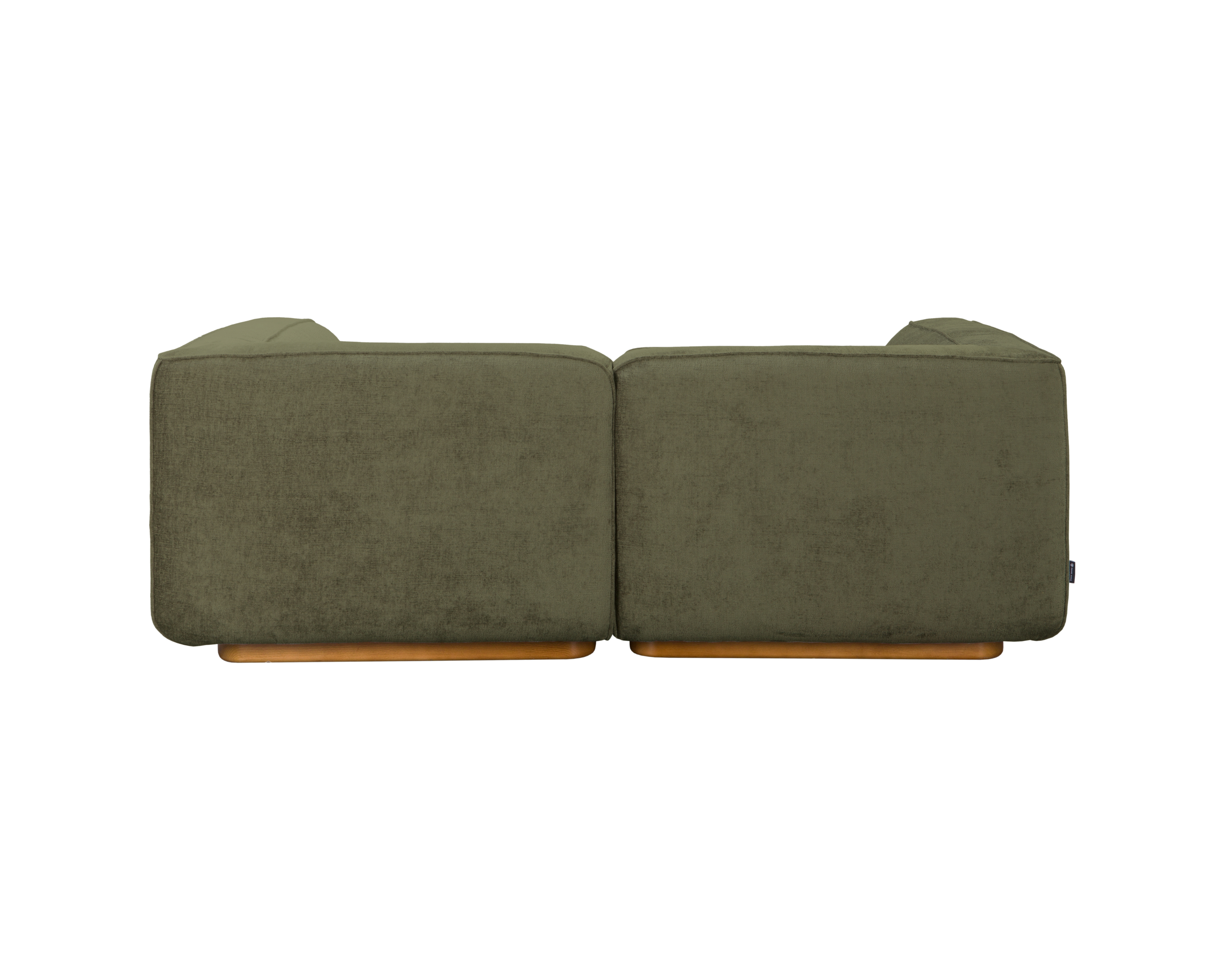 Canapé droit Saint-Maur en tissu chenille vert olive Paname Avenue, vue arrière sur fond blanc