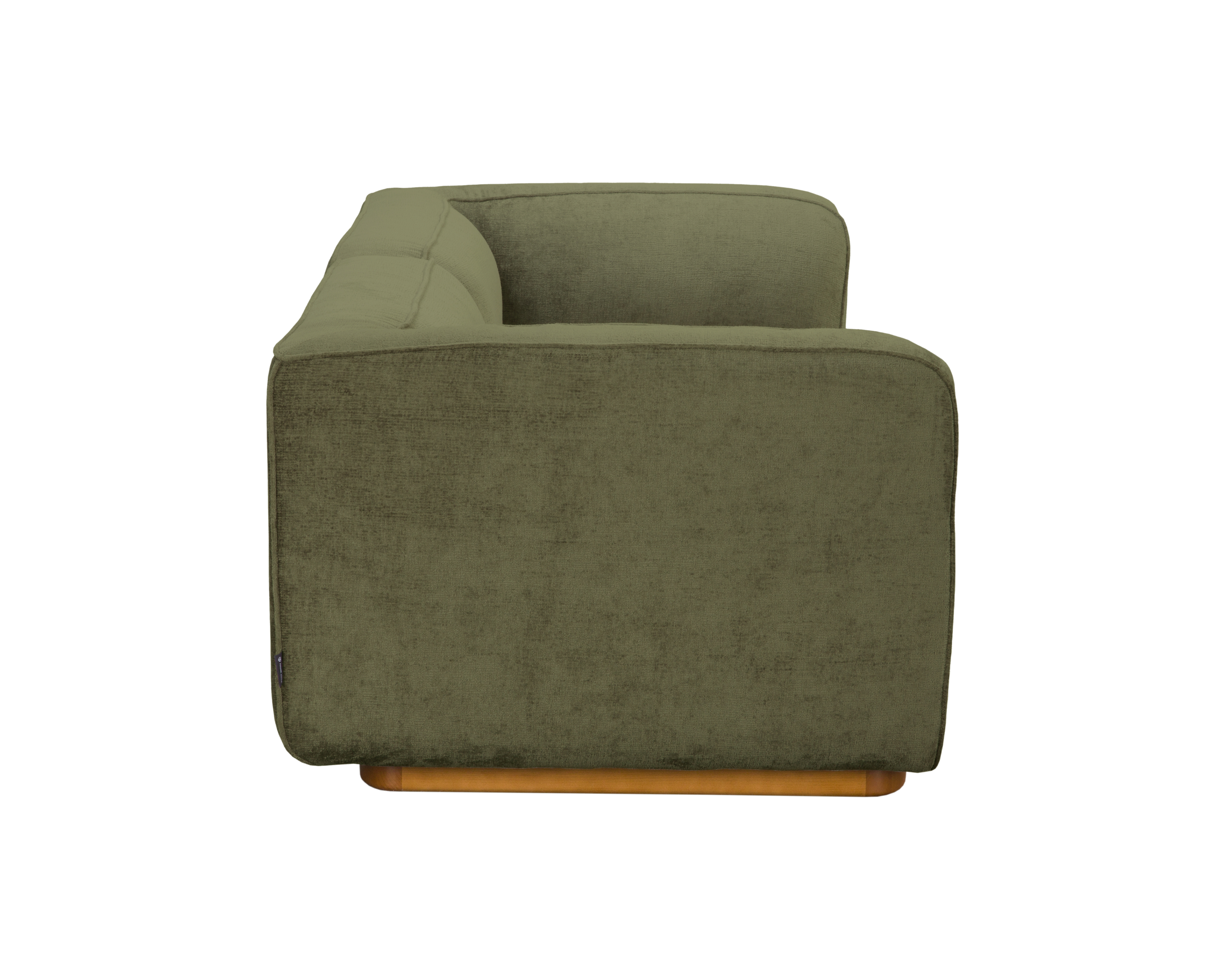 Canapé droit Saint-Maur en tissu chenille vert olive Paname Avenue, vue de profil sur fond blanc