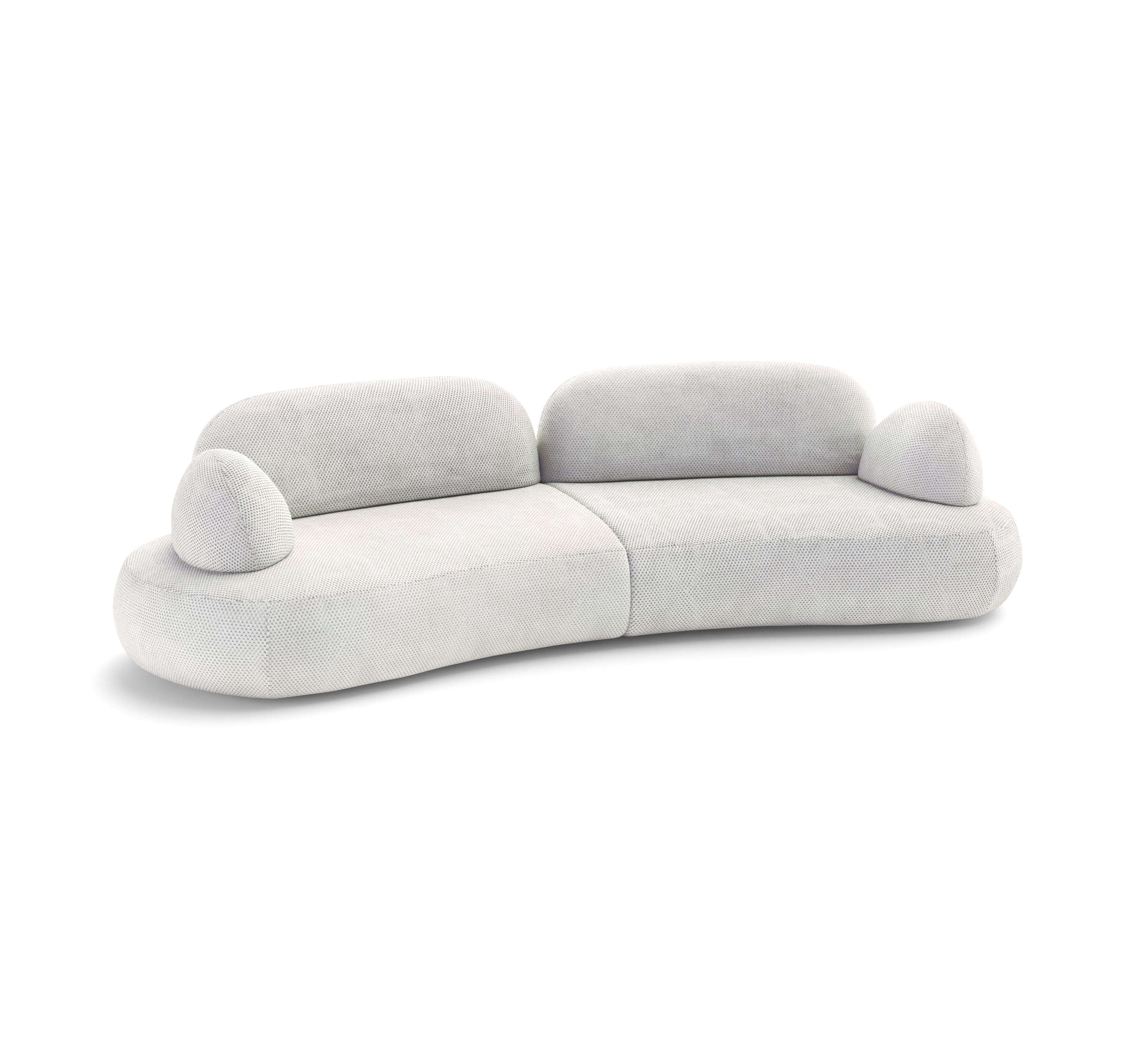 Canapé droit Sedaine en tissu chenille blanc  Paname Avenue, vue trois-quarts sur fond blanc