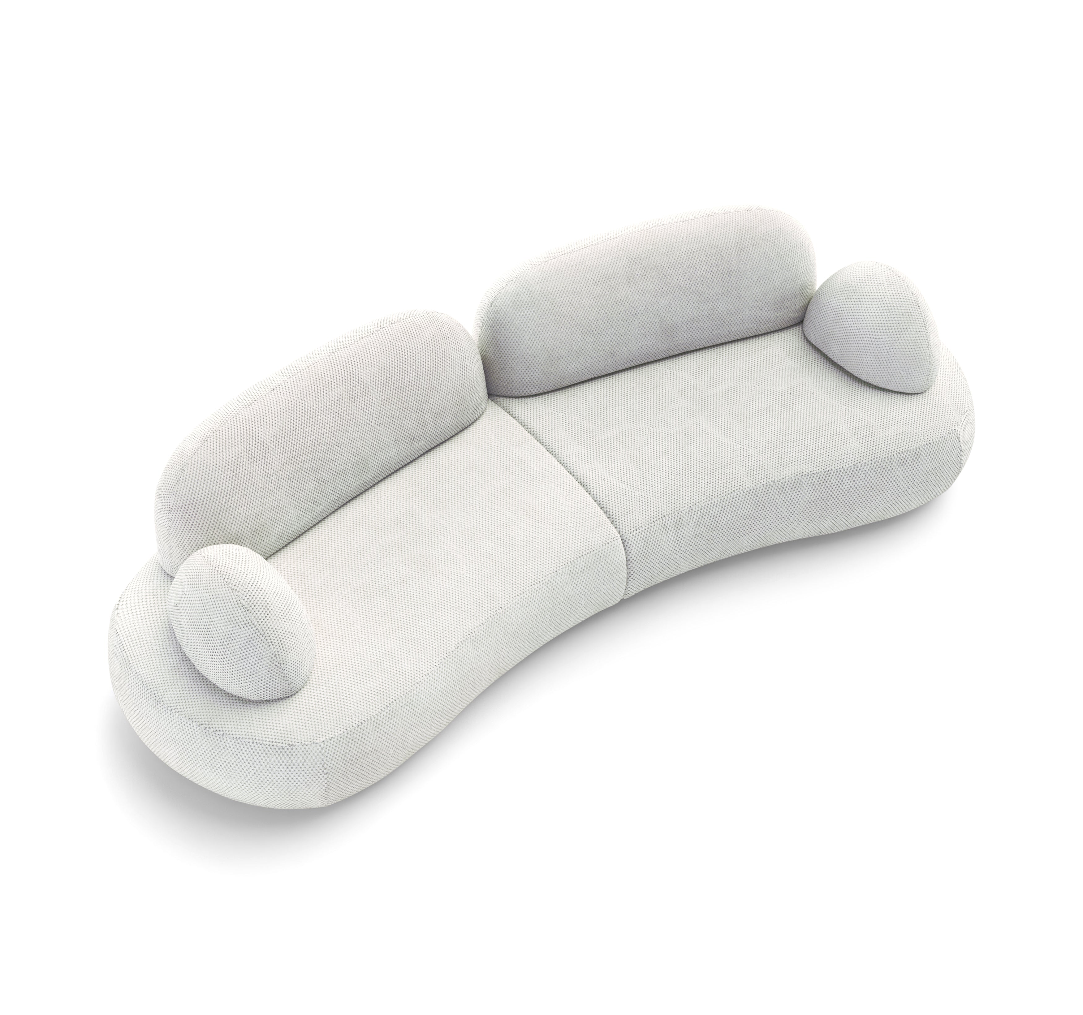 Canapé droit Sedaine en tissu chenille blanc  Paname Avenue, vue de haut