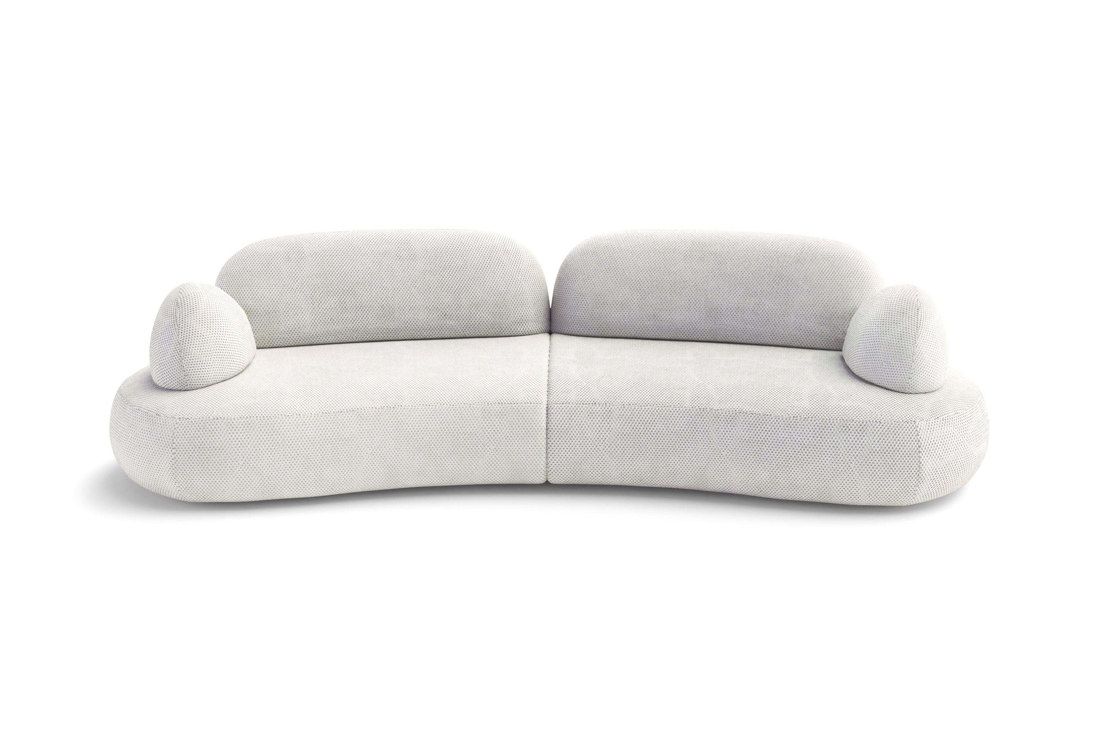 Canapé droit Sedaine en tissu chenille blanc Paname Avenue, vue de face sur fond blanc