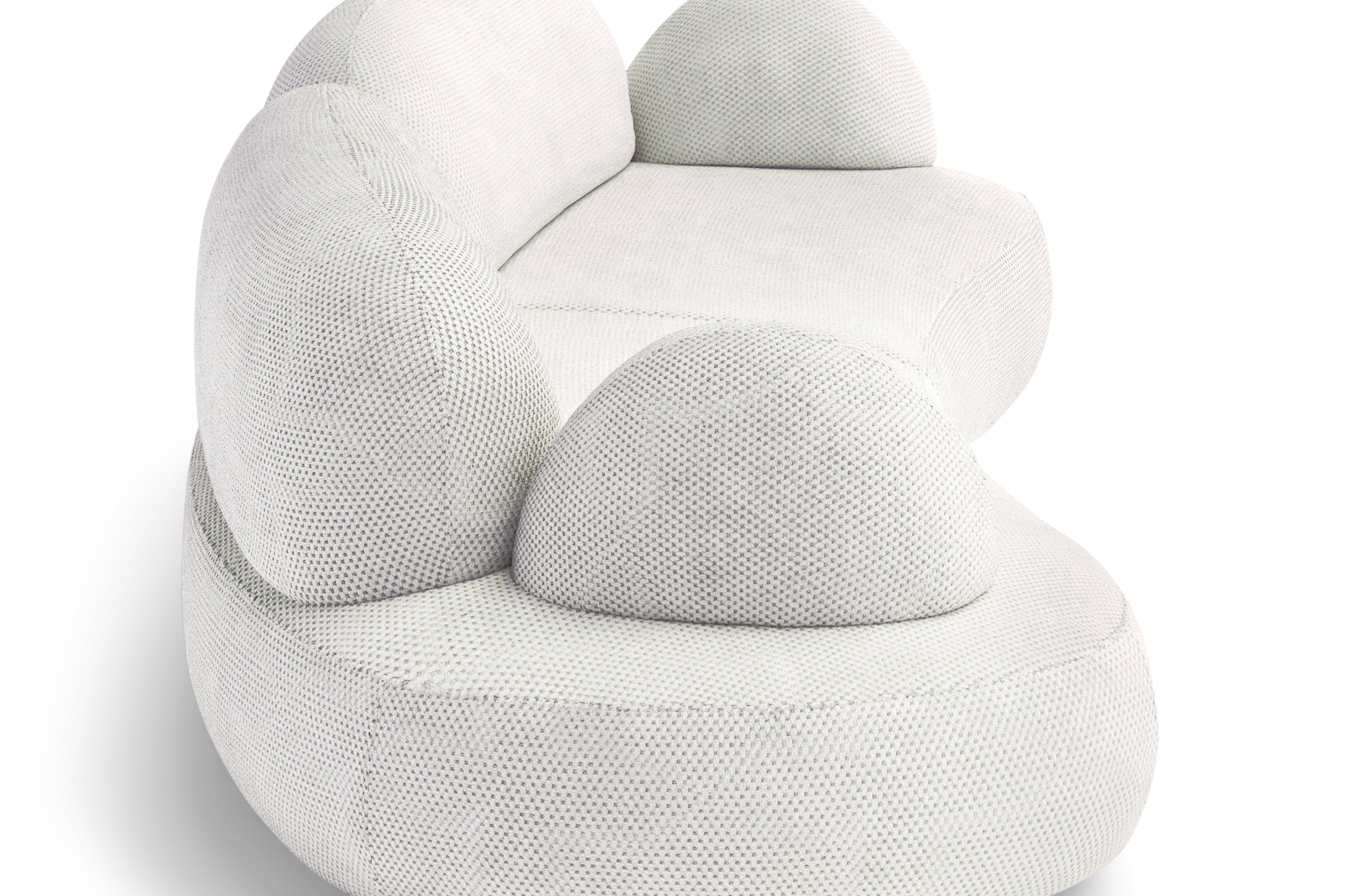 Canapé droit Sedaine en tissu chenille blanc  Paname Avenue, vue de profil sur fond blanc