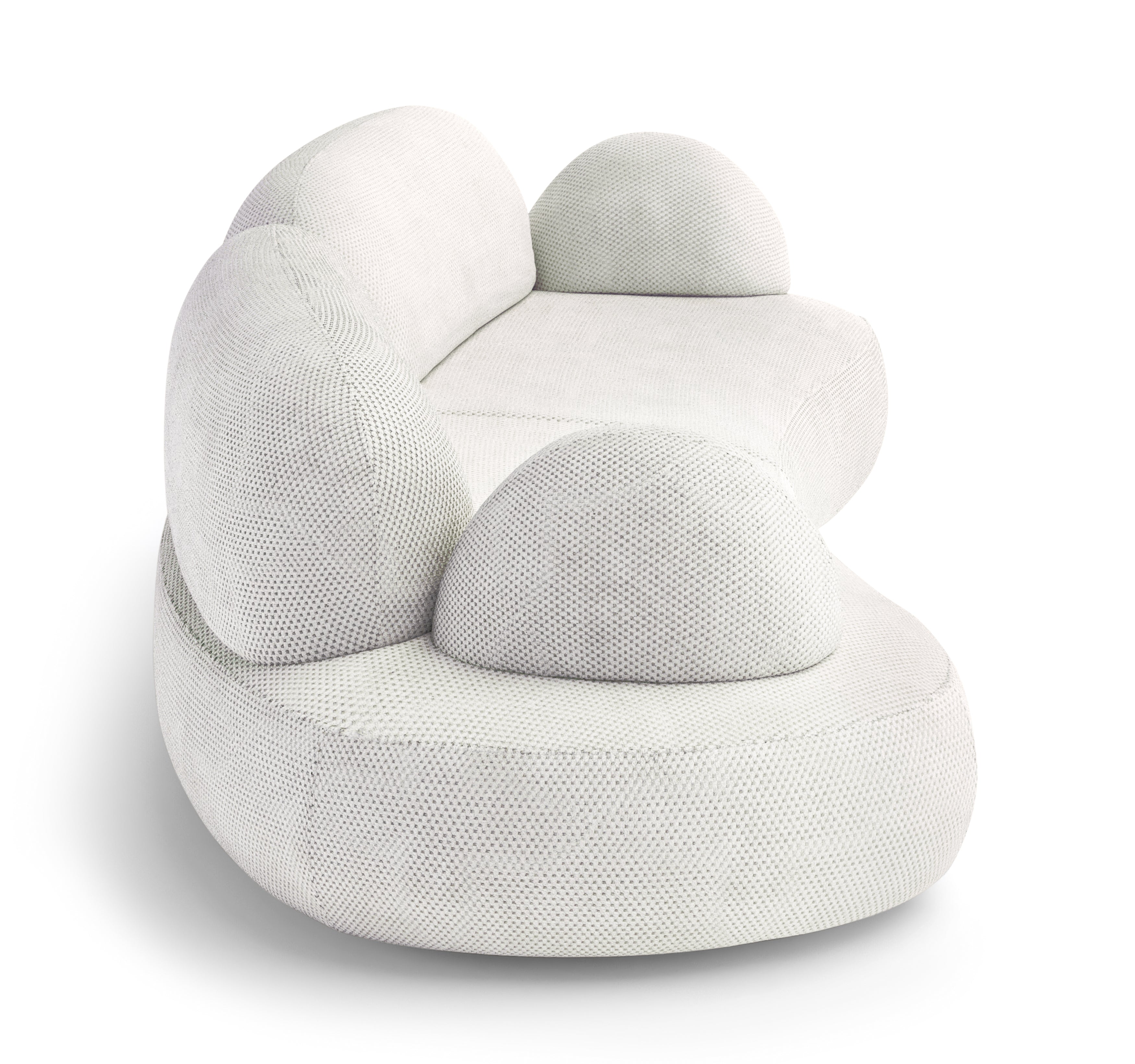 Canapé droit Sedaine en tissu chenille blanc  Paname Avenue, vue de profil sur fond blanc