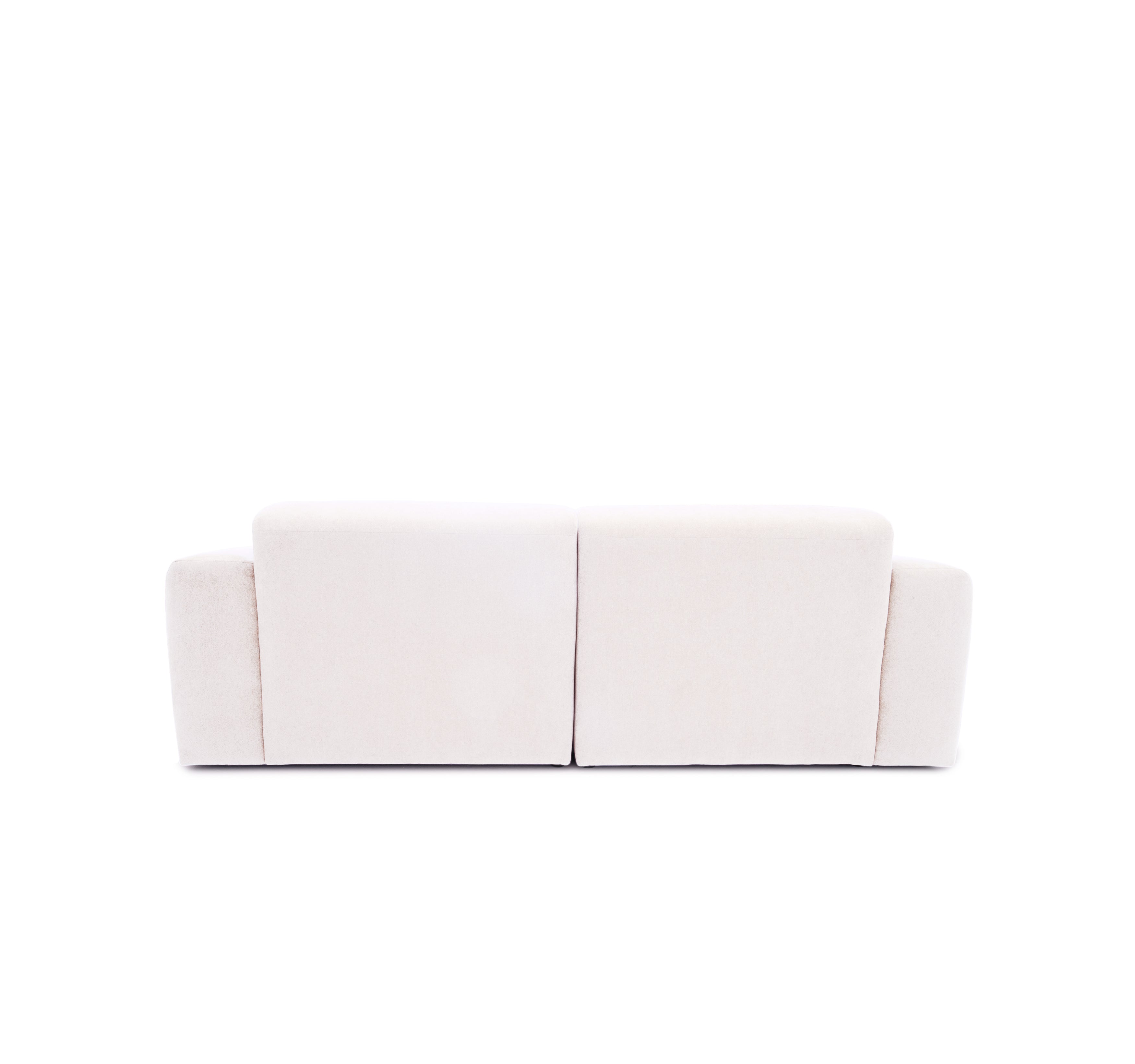 Canapé droit Seine en tissu chenille beige Paname Avenue, vue arrière sur fond blanc