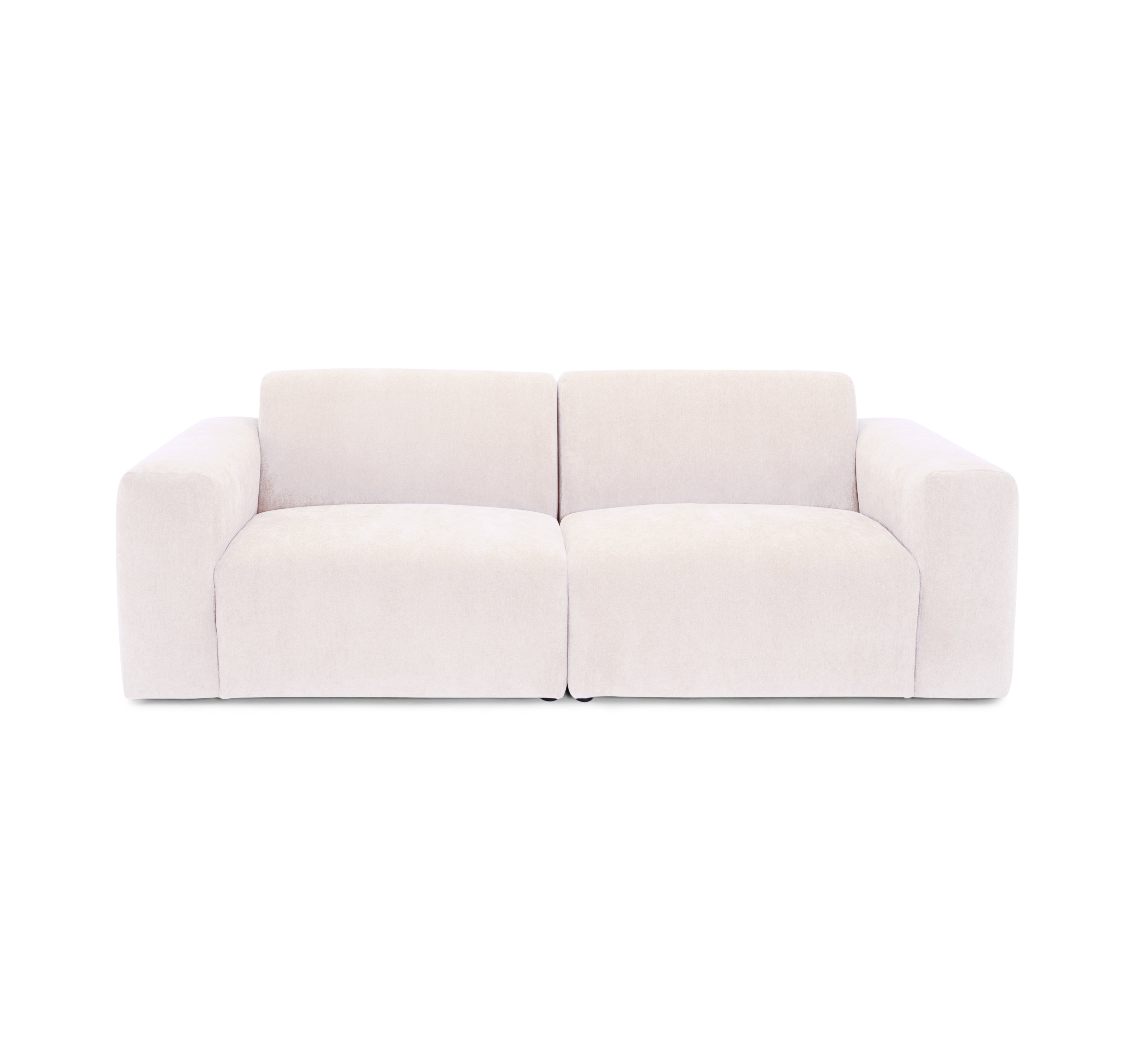 Canapé droit Seine en tissu chenille beige Paname Avenue, vue de face sur fond blanc