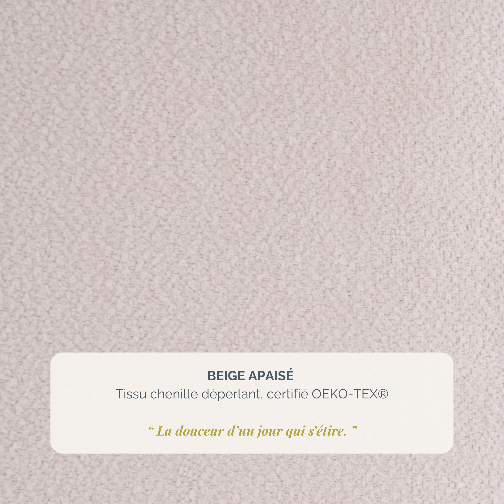 Canapé droit Seine en tissu chenille beige Paname Avenue, détail de la texture du revêtement