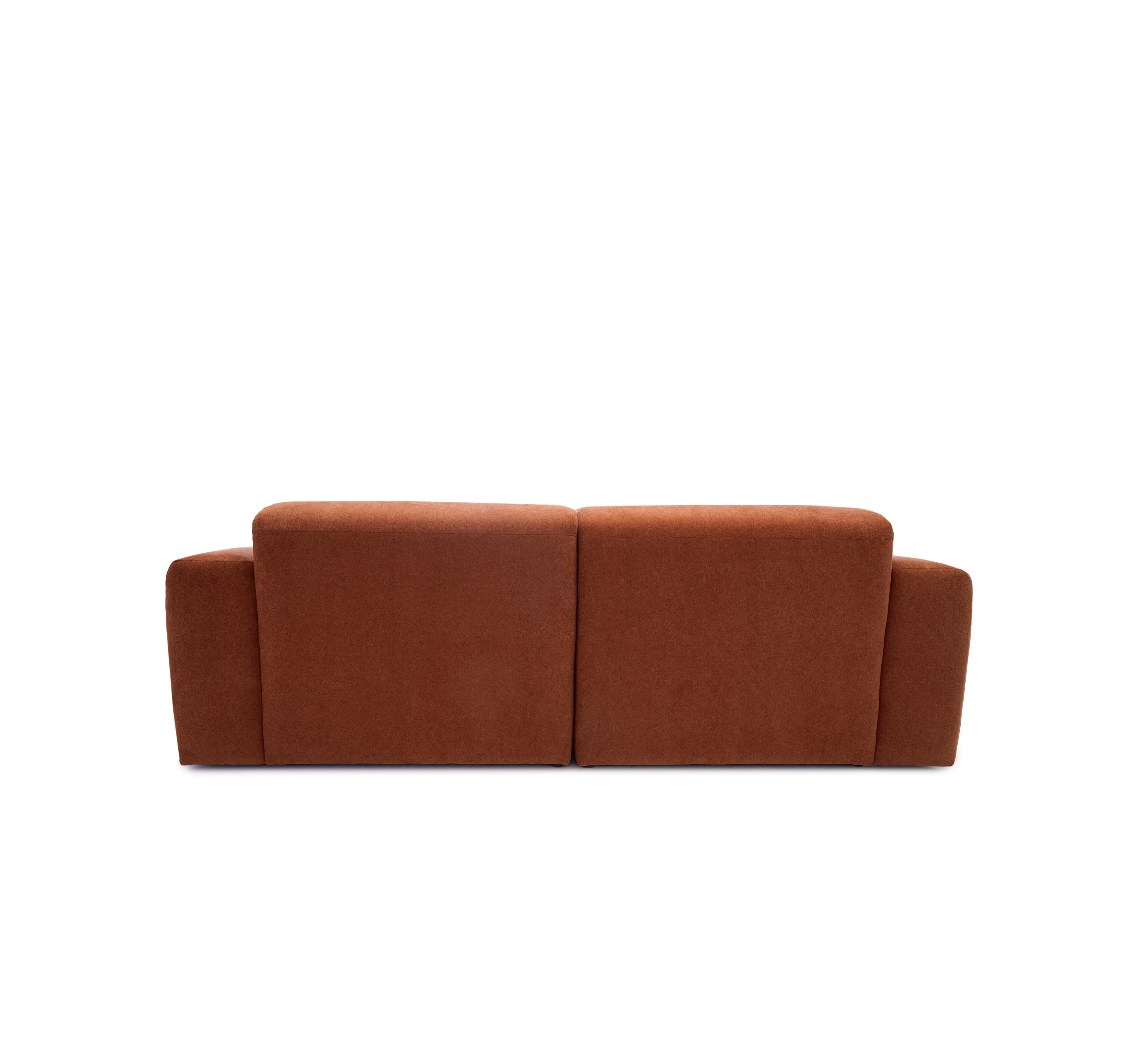 Canapé droit Seine en tissu chenille terracotta Paname Avenue, vue arrière sur fond blanc
