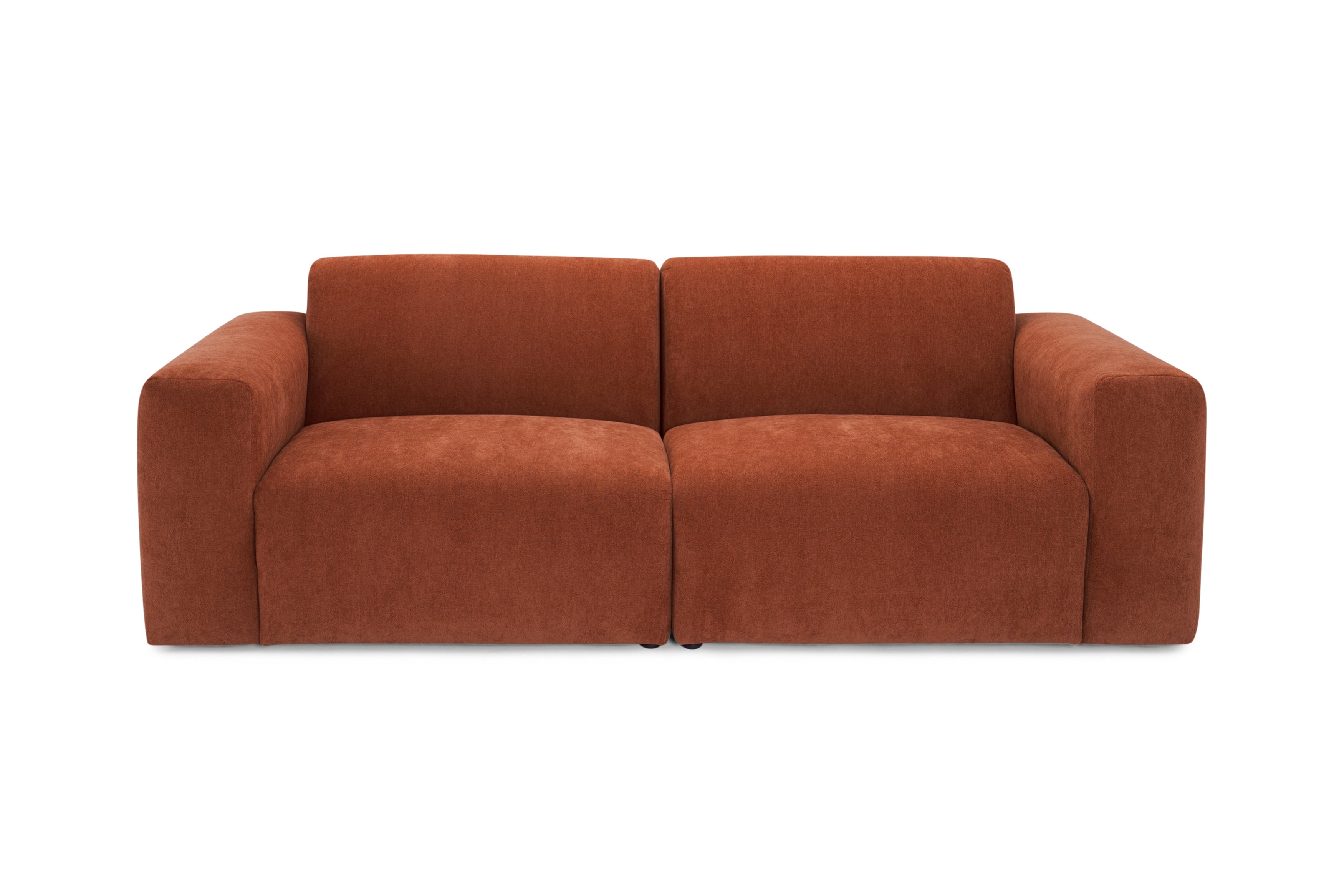 Canapé droit Seine en tissu chenille terracotta Paname Avenue, vue de face sur fond blanc