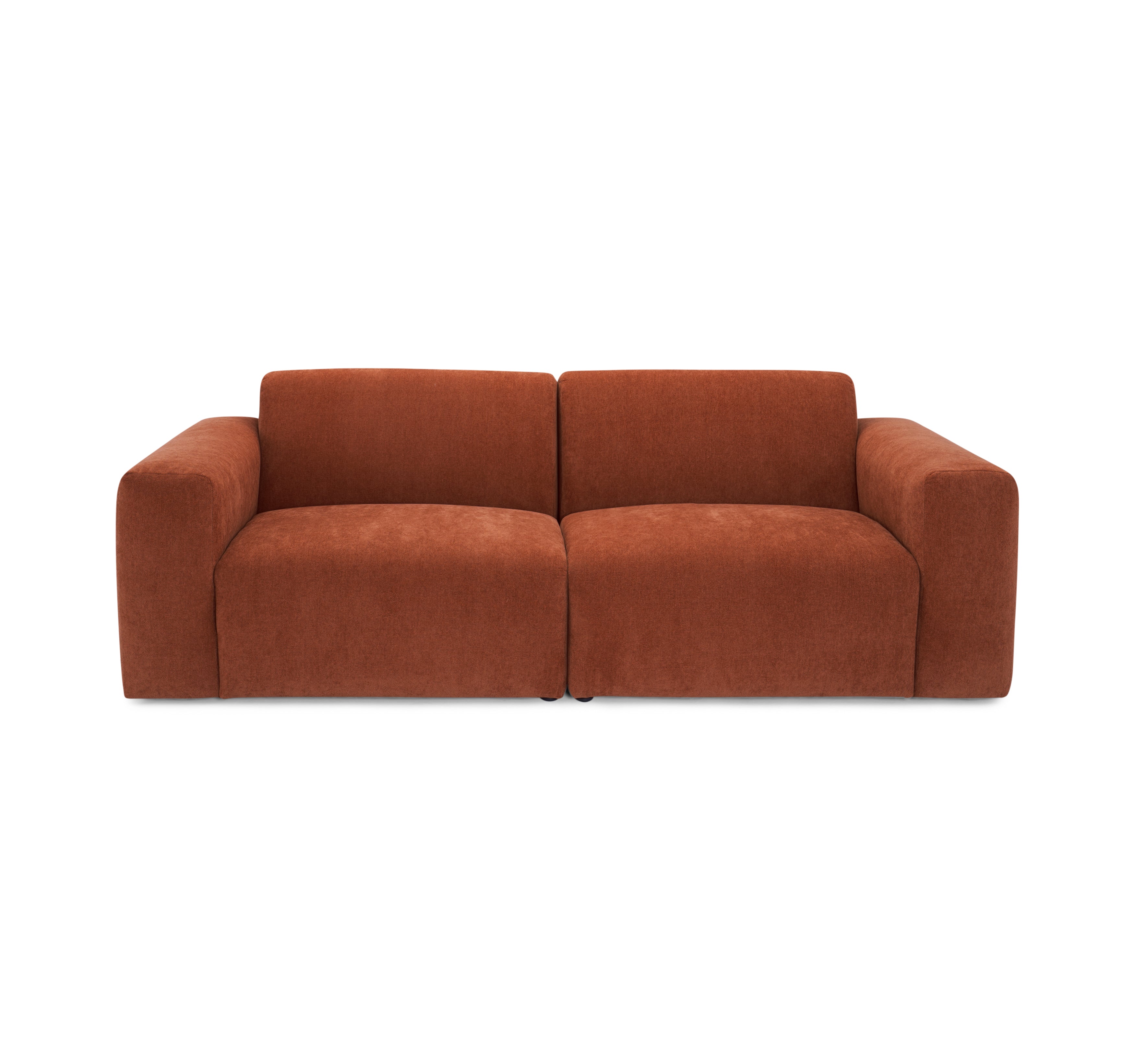 Canapé droit Seine en tissu chenille terracotta Paname Avenue, vue de face sur fond blanc