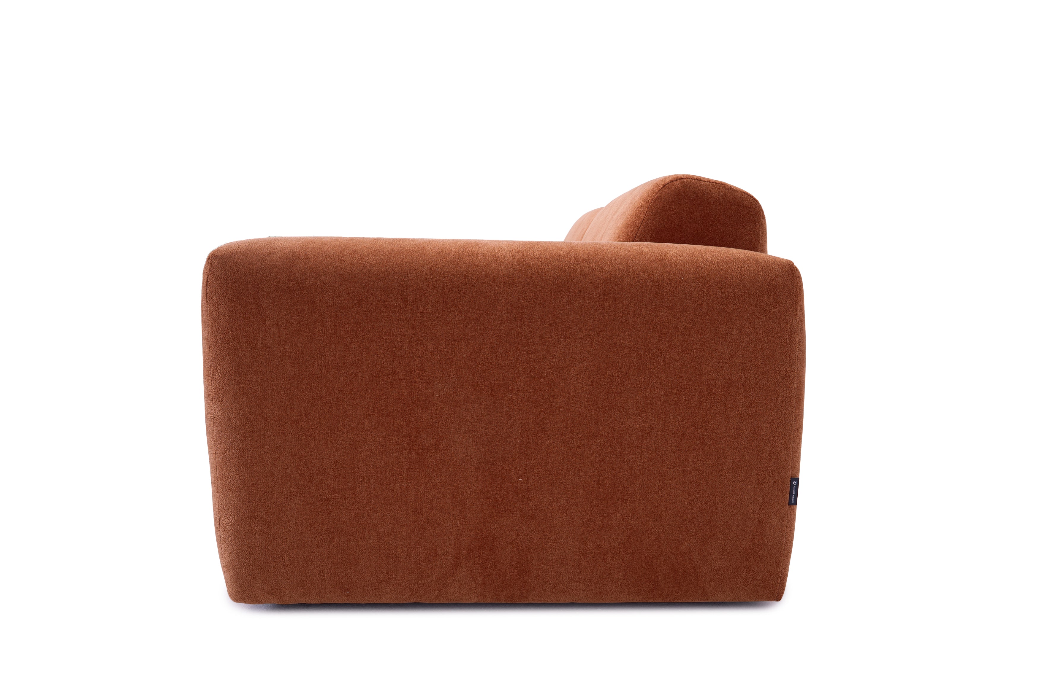 Canapé droit Seine en tissu chenille terracotta Paname Avenue, vue de profil sur fond blanc