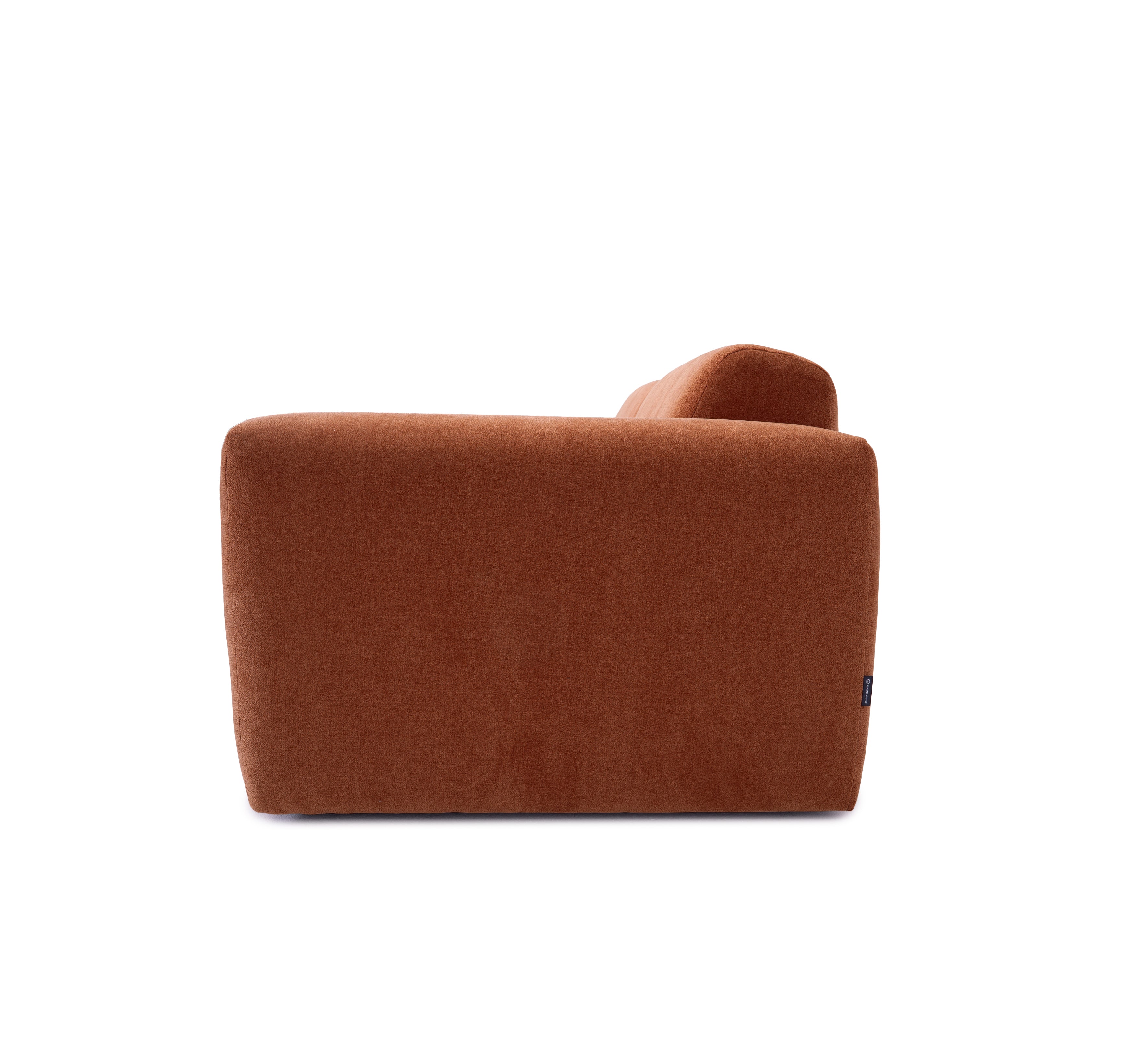 Canapé droit Seine en tissu chenille terracotta Paname Avenue, vue de profil sur fond blanc