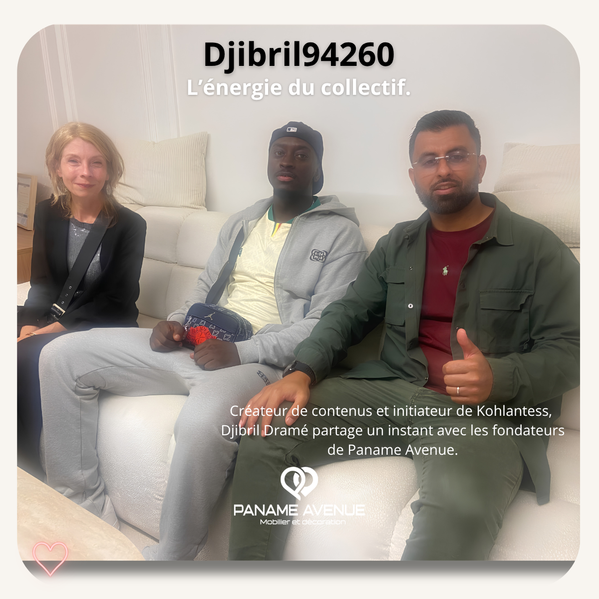 Le créateur de contenus Djibril94260 entouré des fondateurs de Paname Avenue.