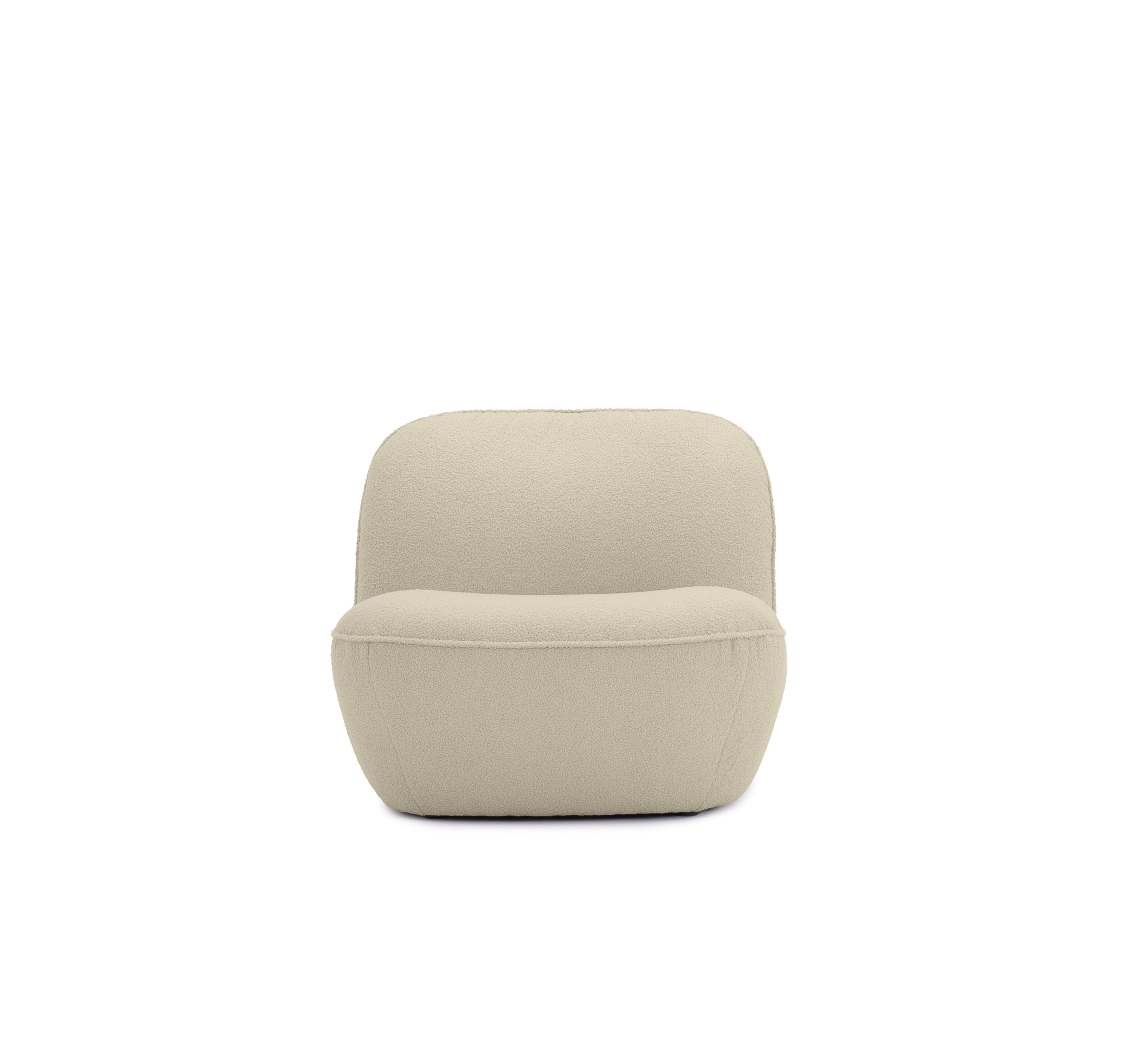 Fauteuil Louvre en tissu bouclette beige Paname Avenue, vue de face sur fond blanc
