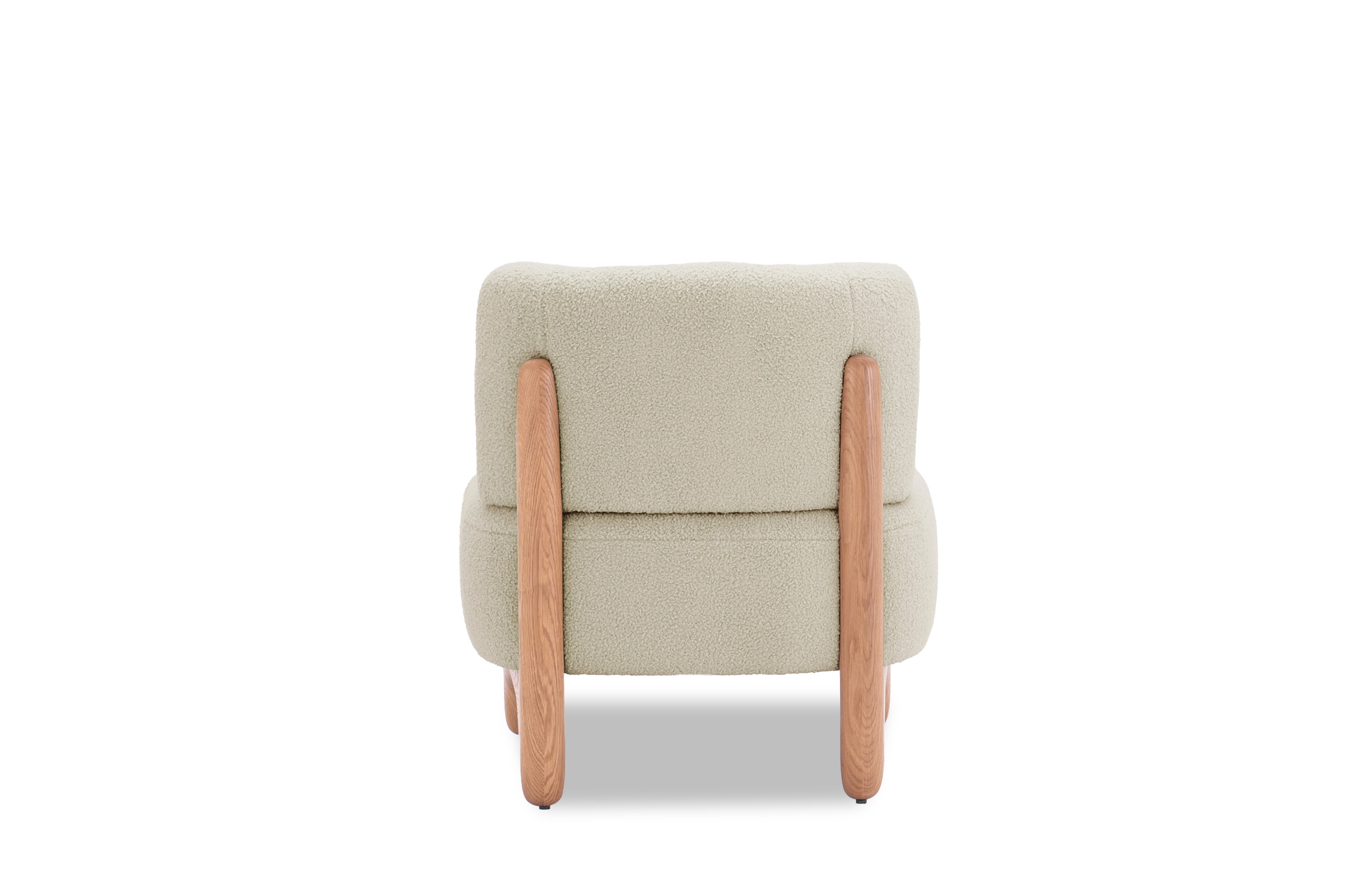 Fauteuil Rivoli en tissu bouclette beige Paname Avenue, vue arrière sur fond blanc