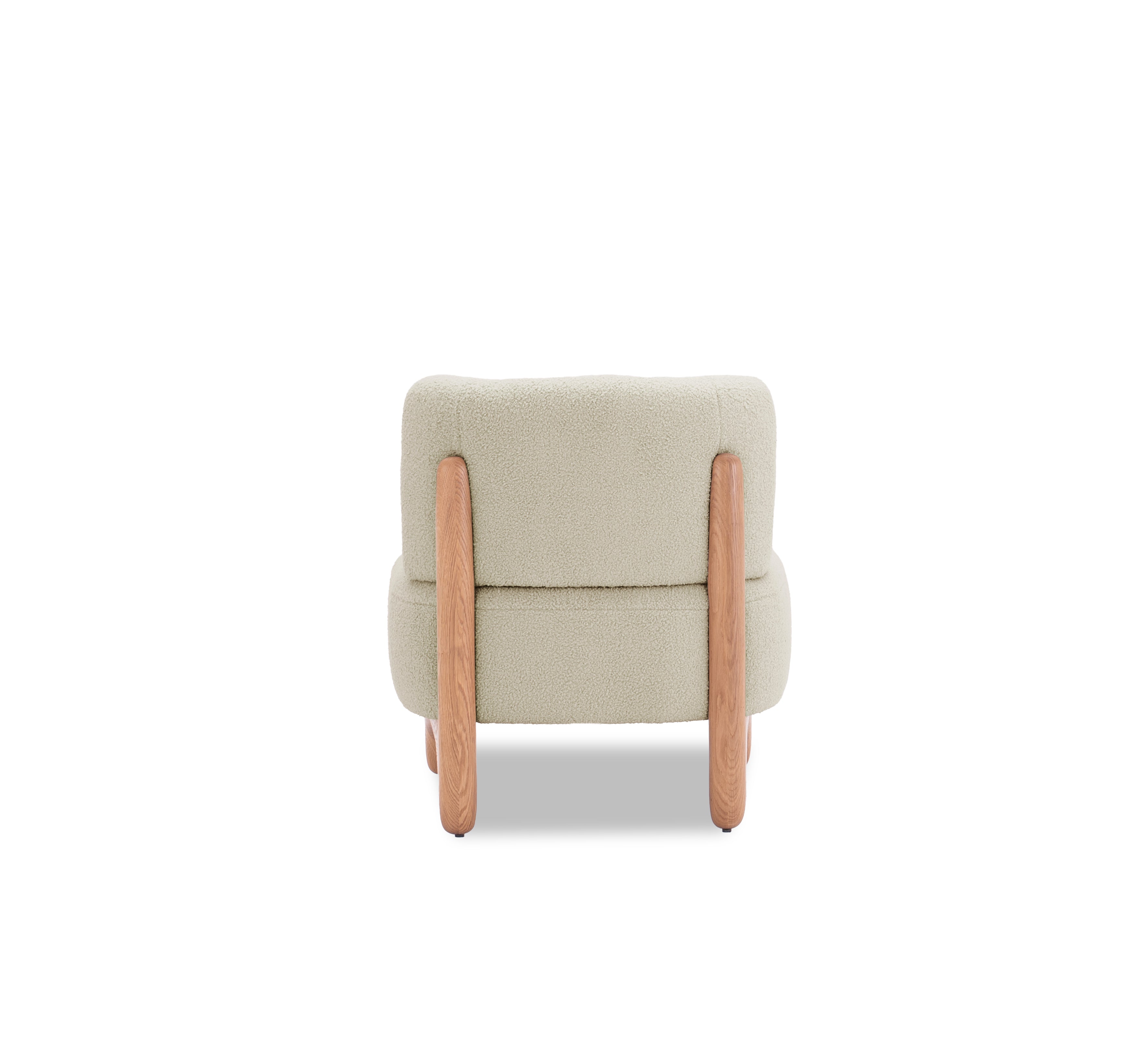 Fauteuil Rivoli en tissu bouclette beige Paname Avenue, vue arrière sur fond blanc