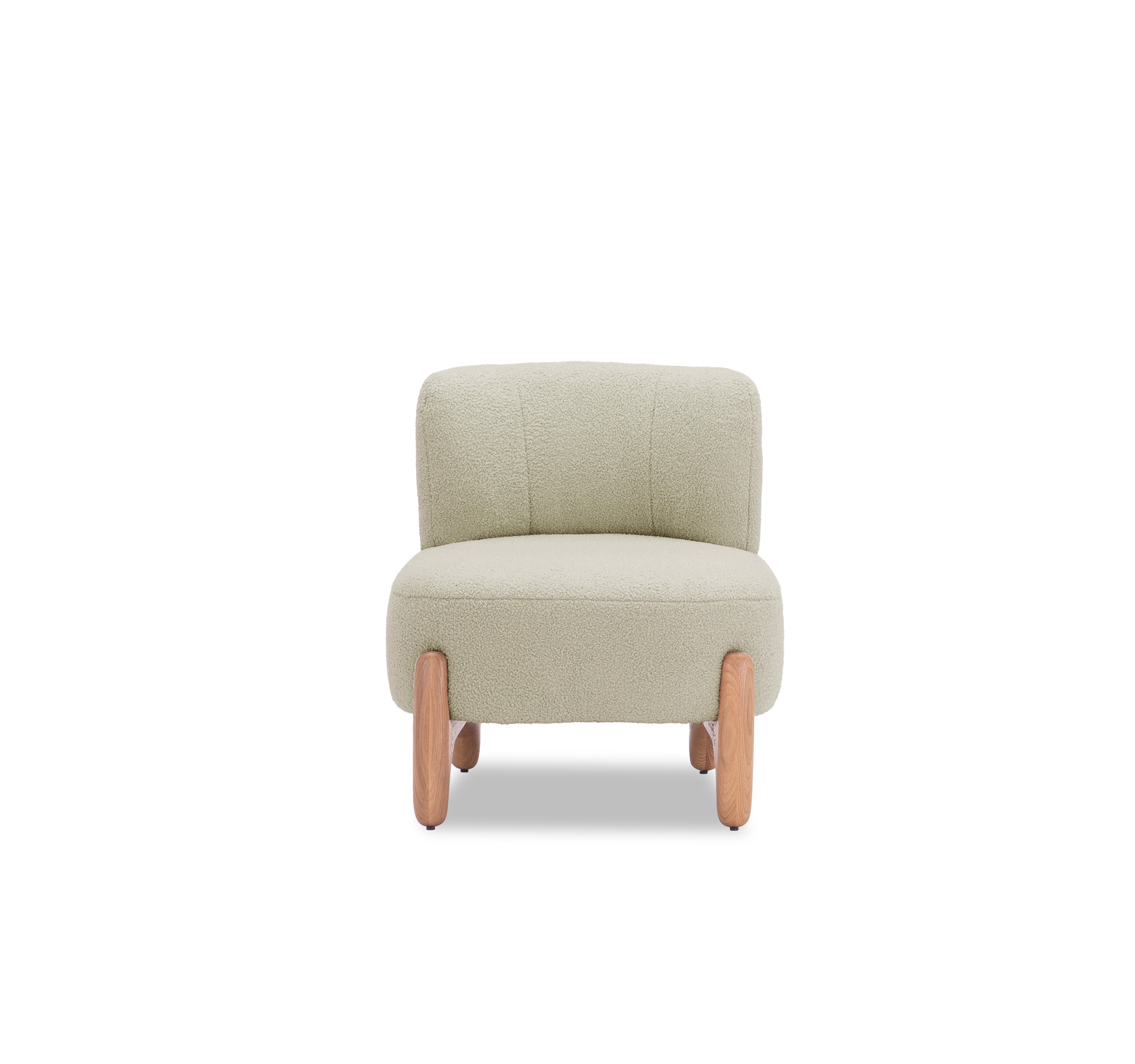 Fauteuil Rivoli en tissu bouclette beige Paname Avenue, vue de face sur fond blanc
