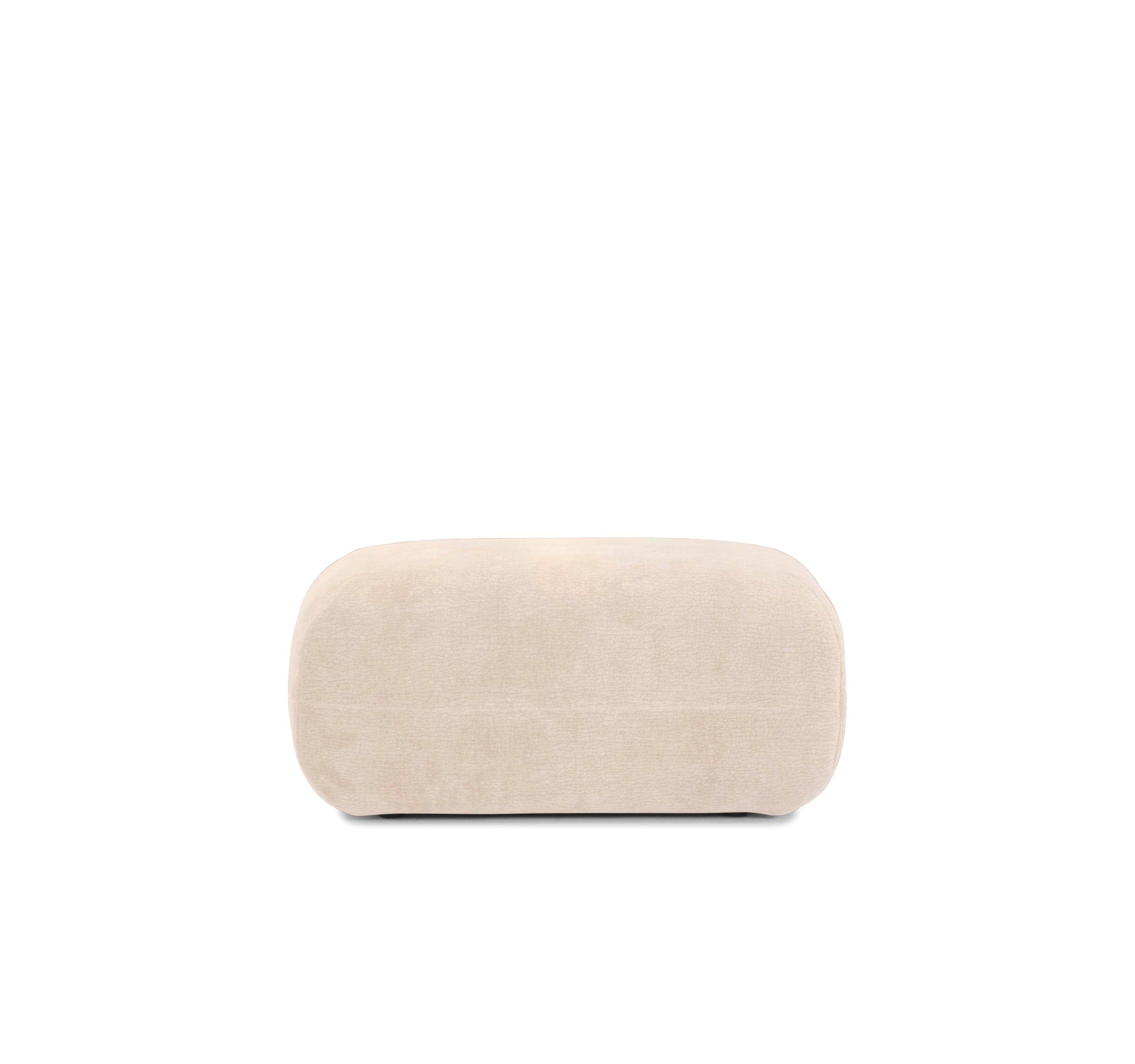 Pouf Blainville en tissu chenille beige Paname Avenue, vue de face sur fond blanc
