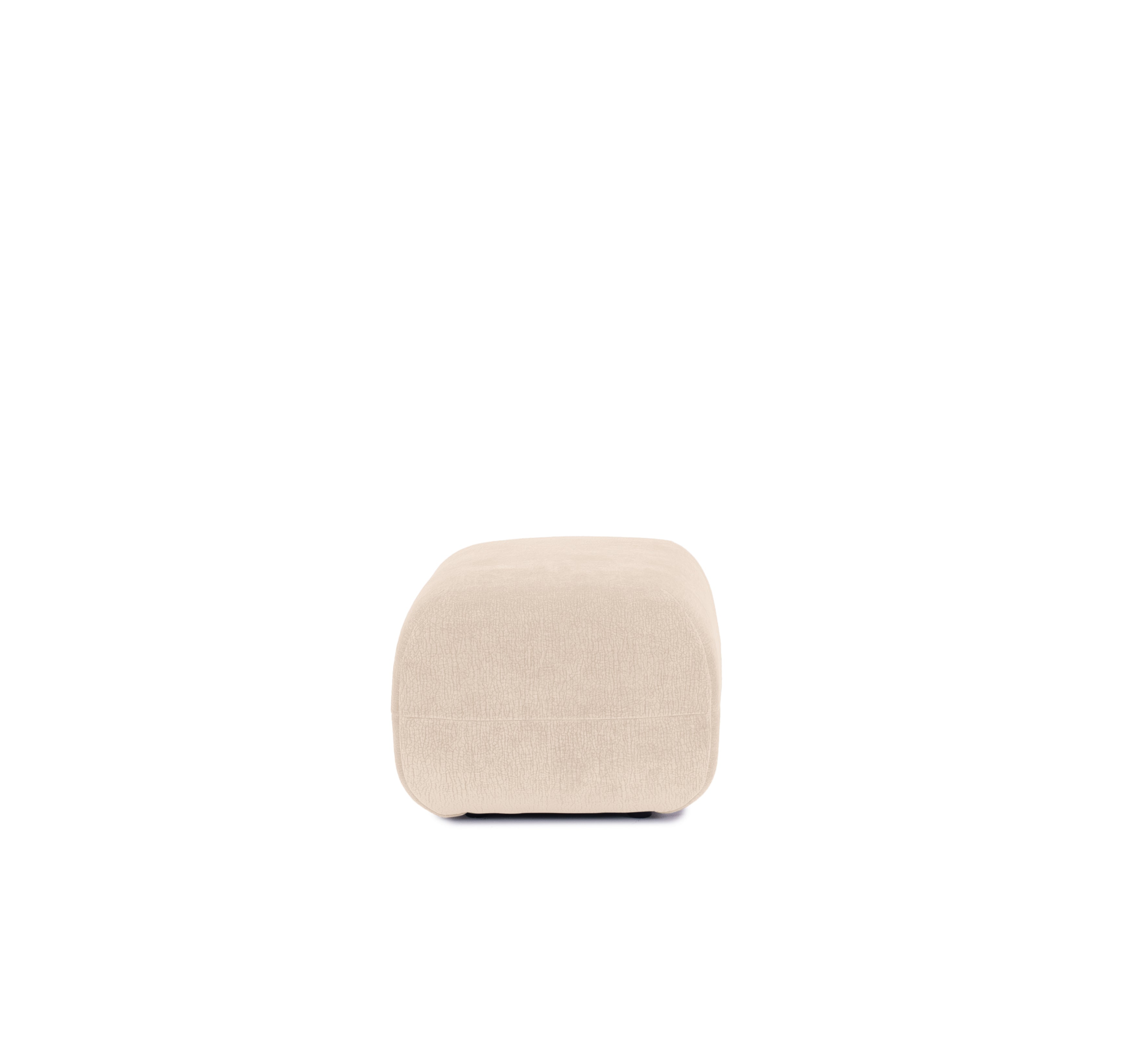 Pouf Blainville en tissu chenille beige Paname Avenue, vue de profil sur fond blanc