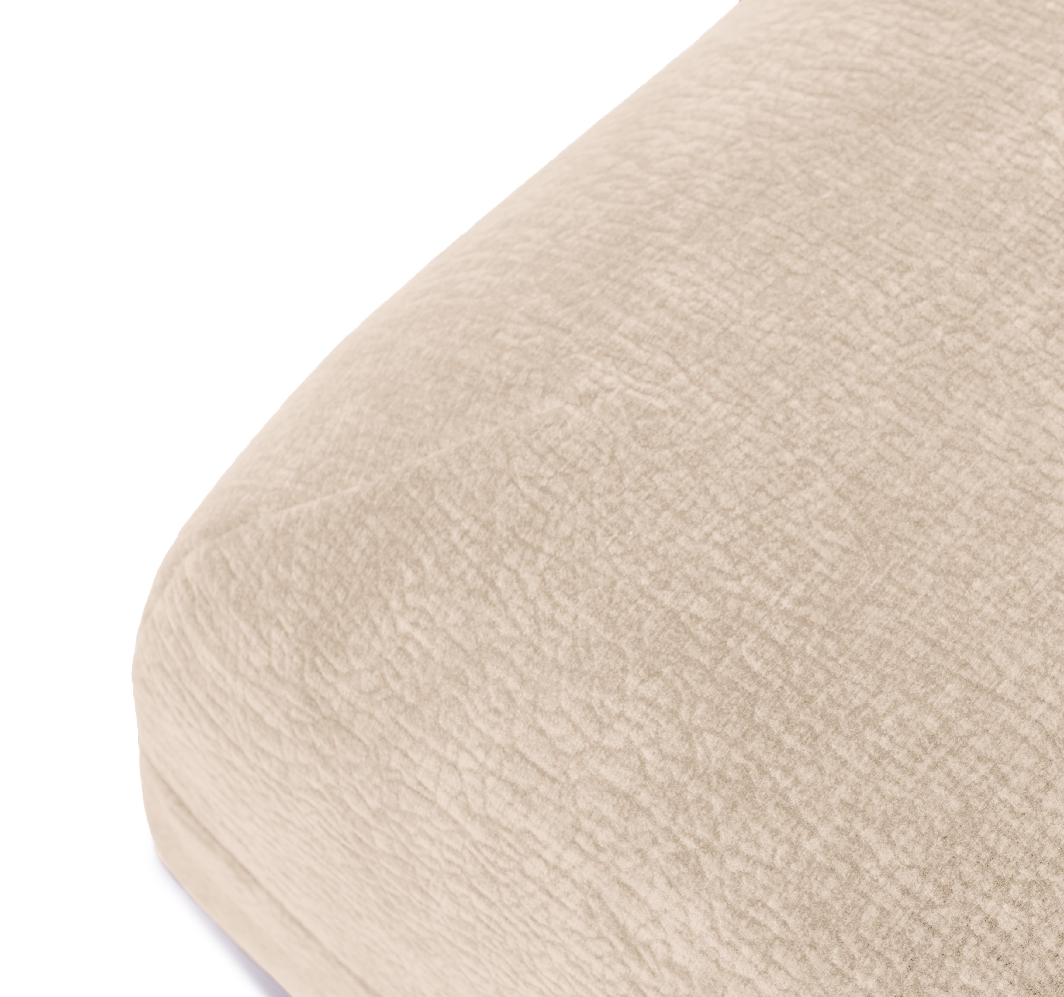 Pouf Blainville en tissu chenille beige Paname Avenue, zoom sur le revêtement