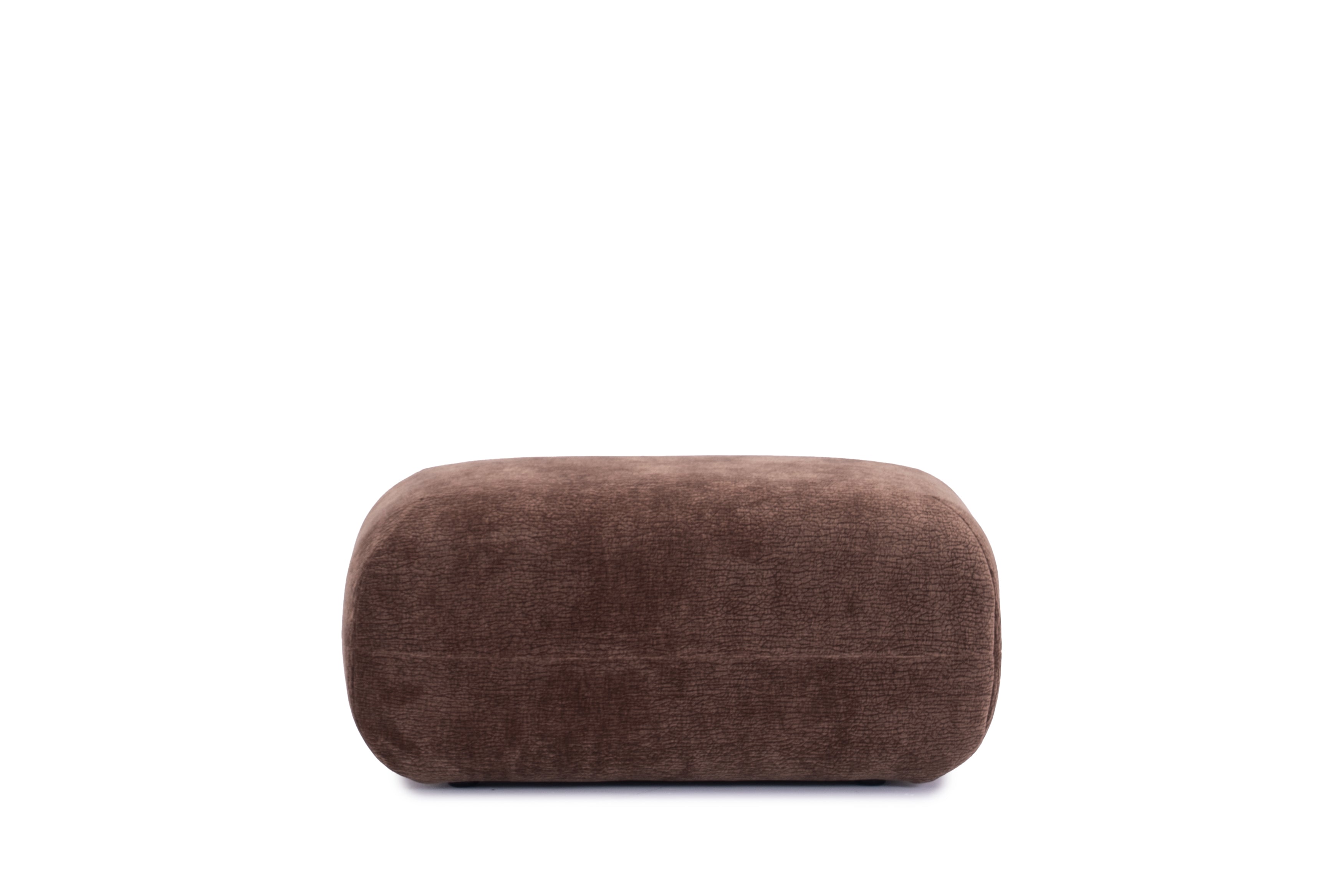 Pouf Blainville en tissu chenille marron Paname Avenue, vue de face sur fond blanc