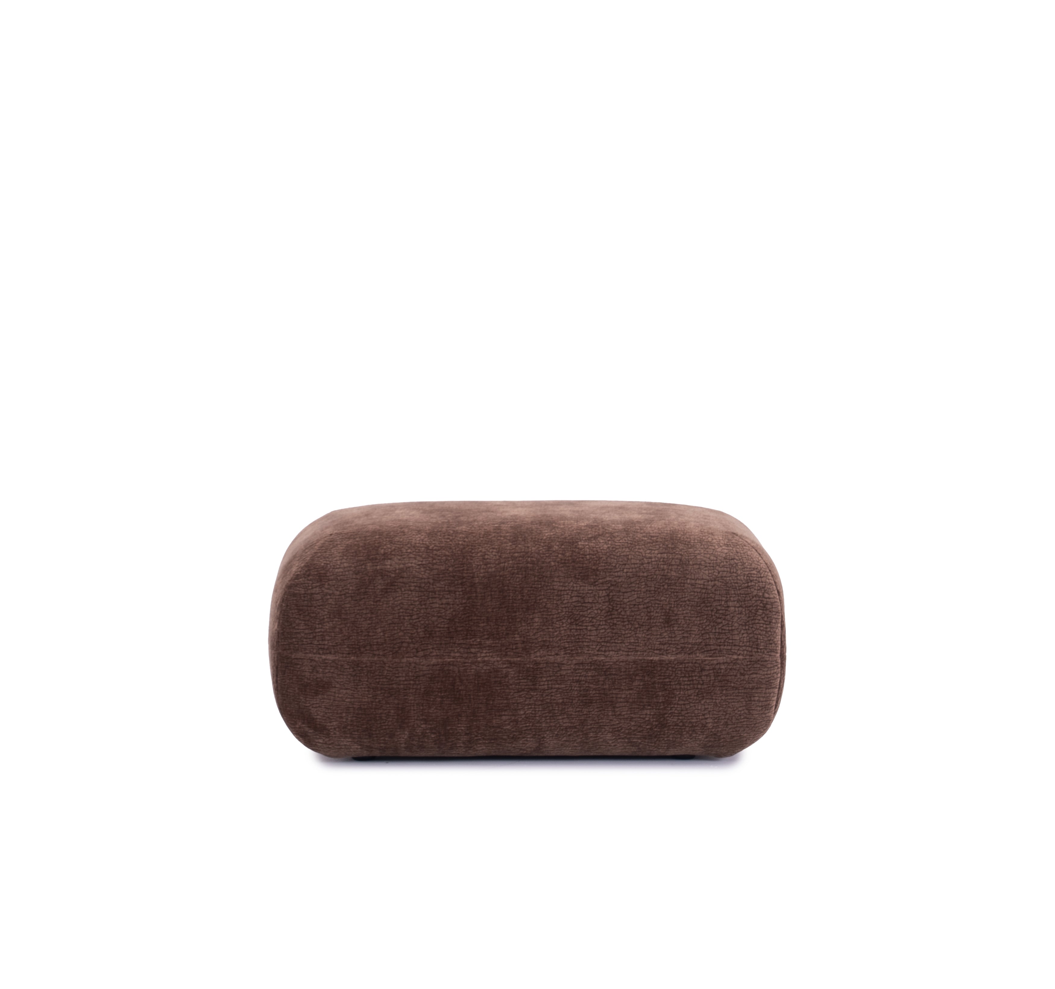 Pouf Blainville en tissu chenille marron Paname Avenue, vue de face sur fond blanc