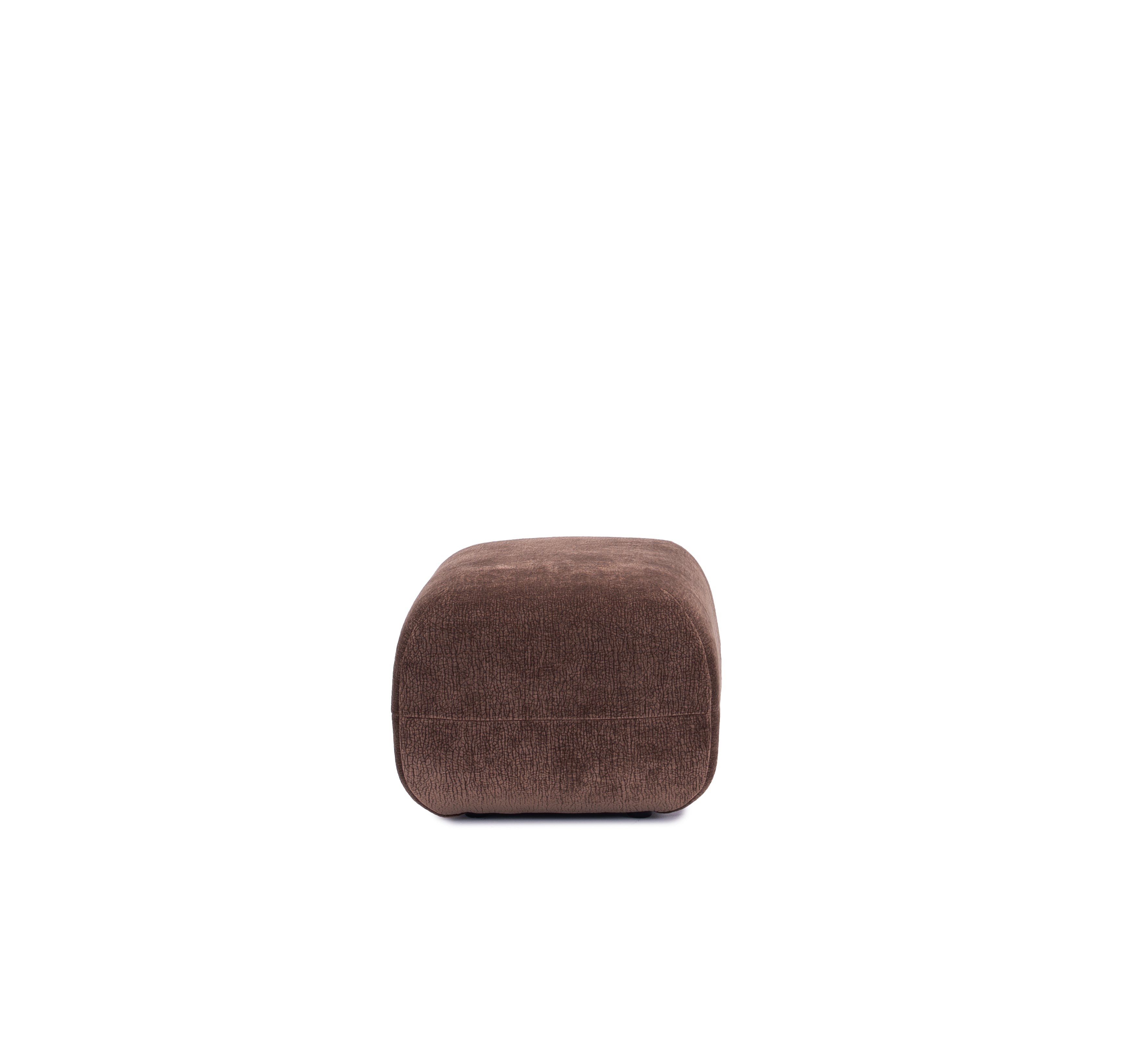 Pouf Blainville en tissu chenille marron Paname Avenue, vue de profil sur fond blanc