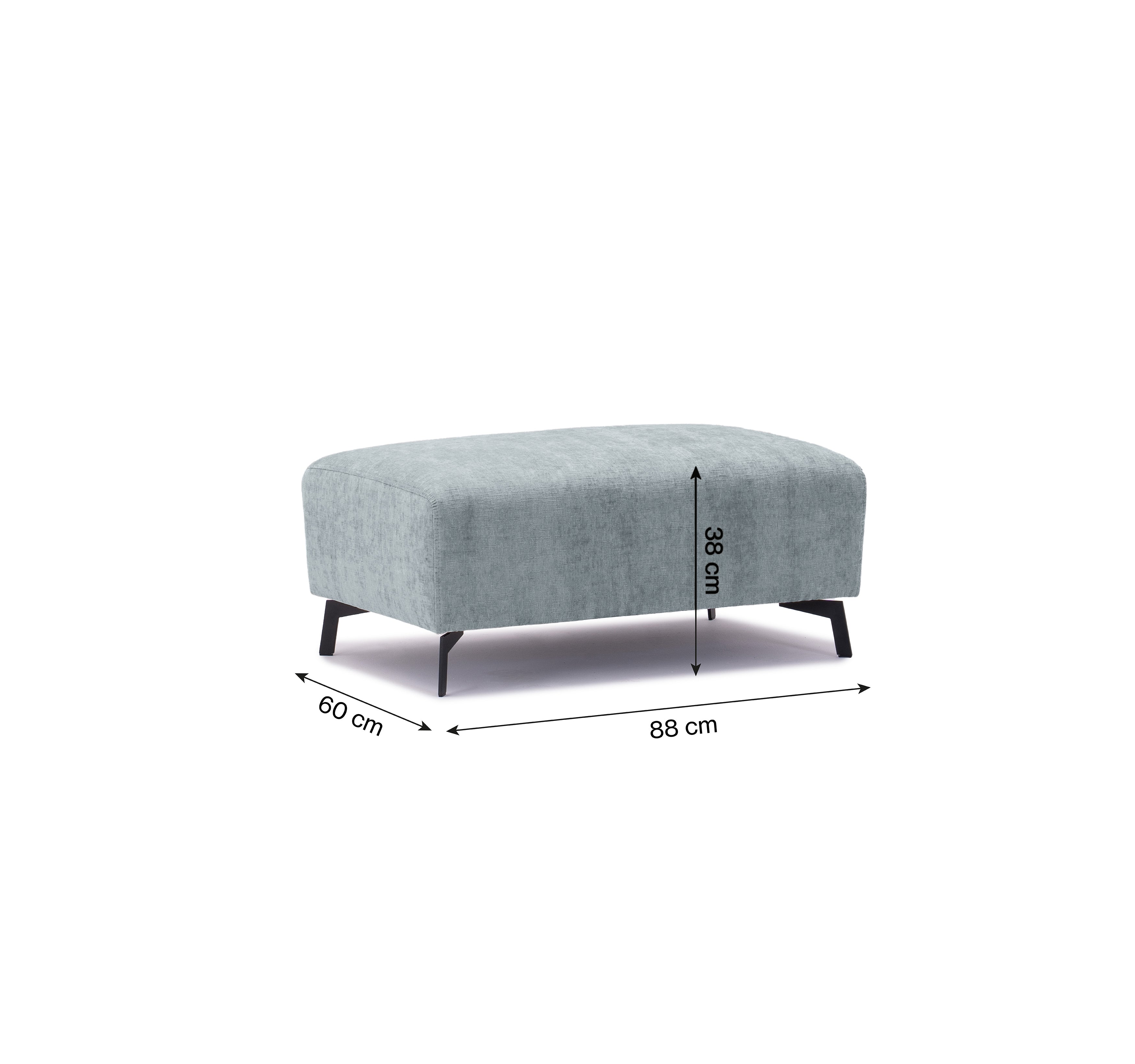 Pouf Douai en tissu chenille gris Paname Avenue, schéma des dimensions