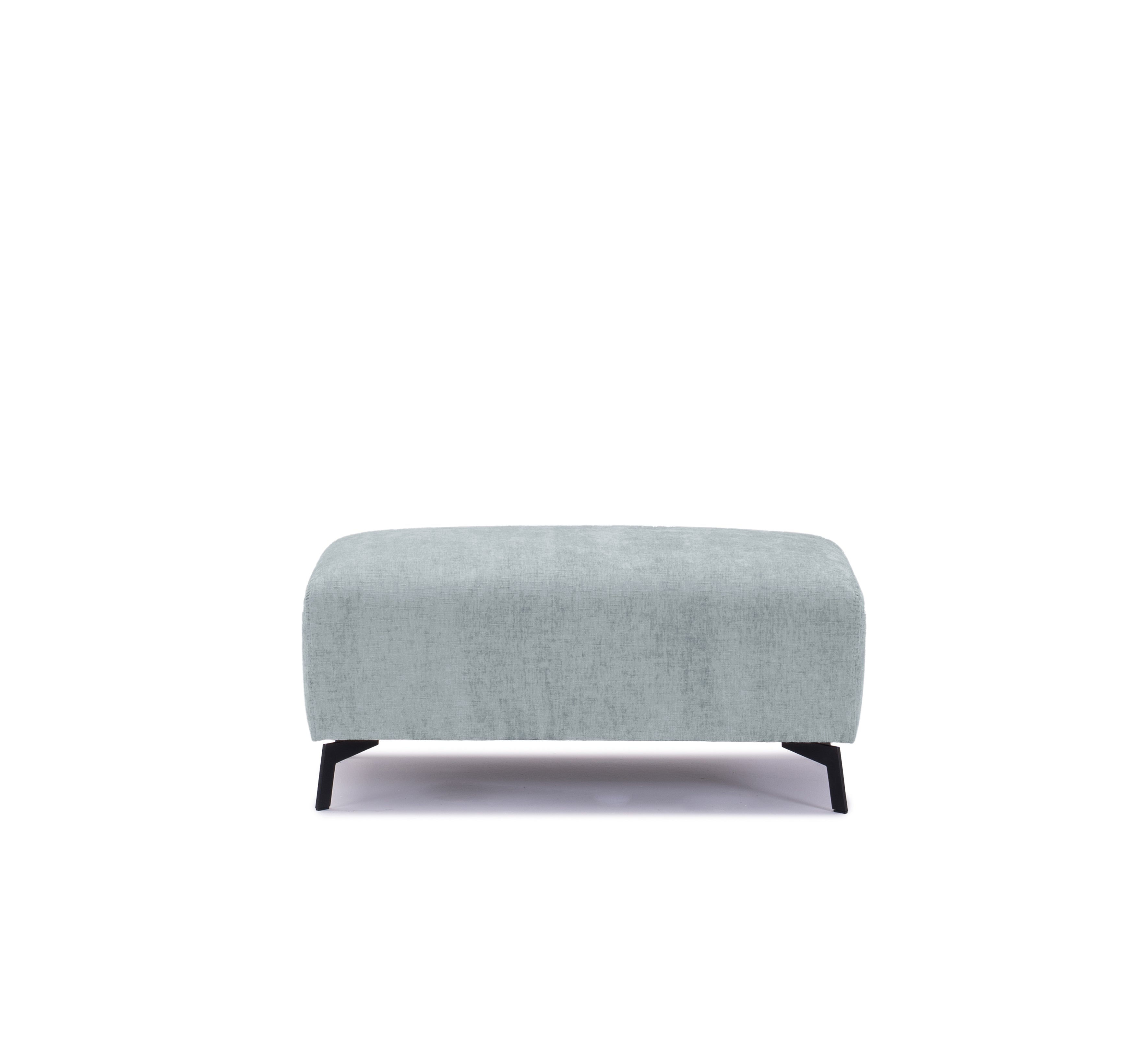 Pouf Douai en tissu chenille gris Paname Avenue, vue de face sur fond blanc
