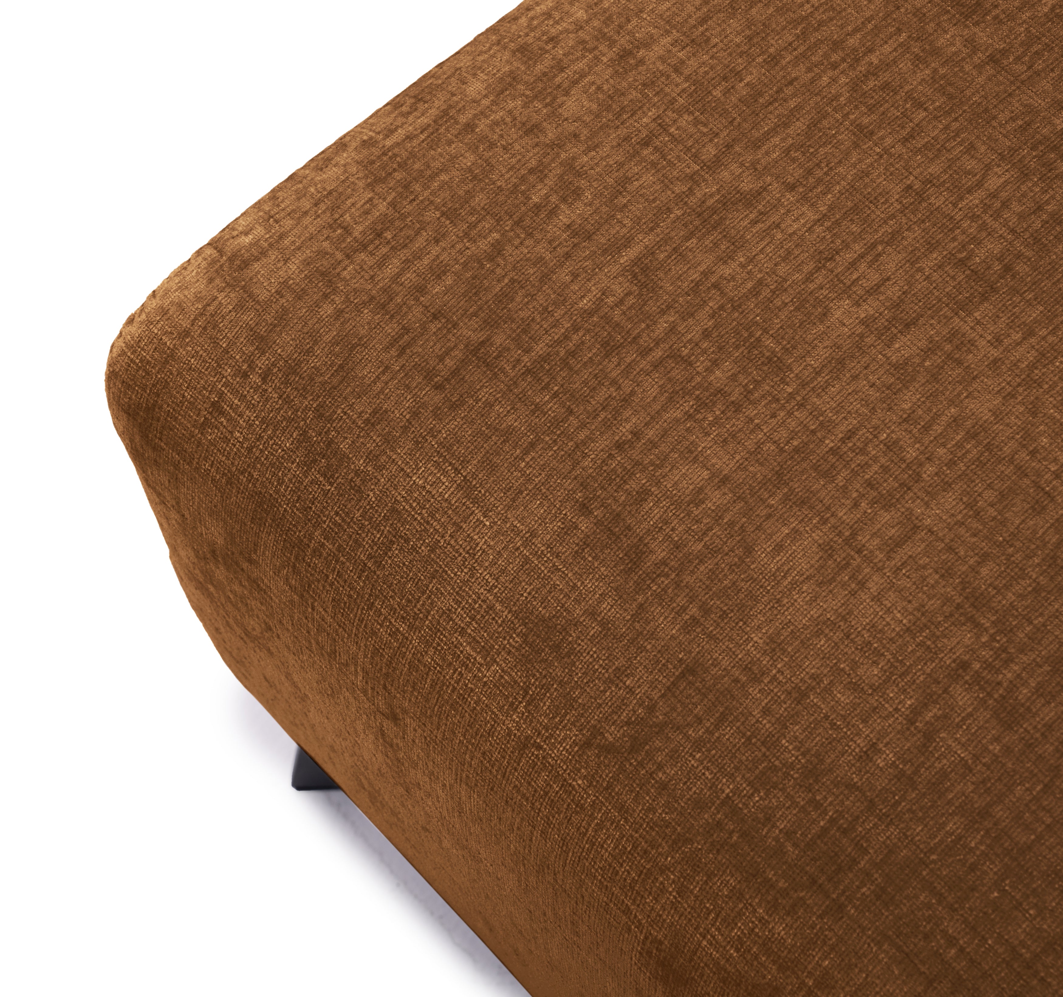 Pouf Douai en tissu chenille orange Paname Avenue, zoom sur le revêtement