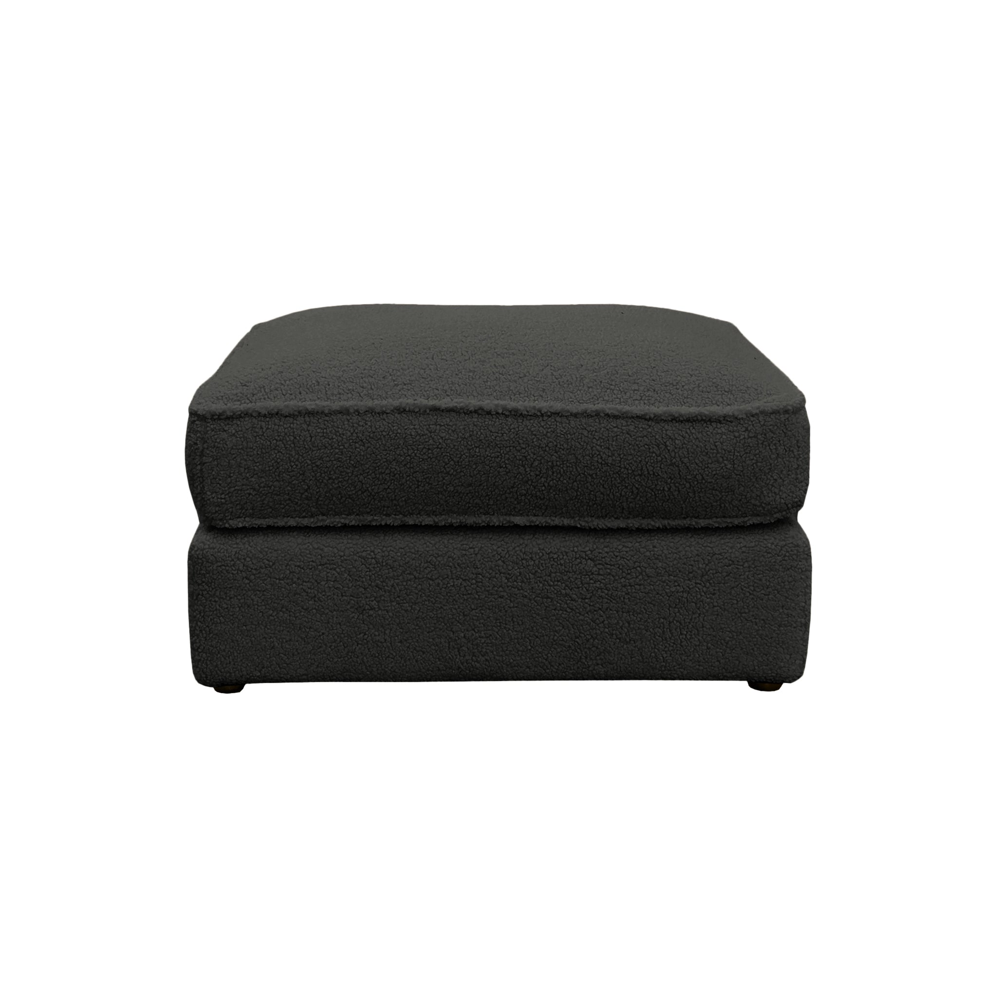 Pouf Durantin en tissu bouclette anthracite Paname Avenue, vue de face sur fond blanc