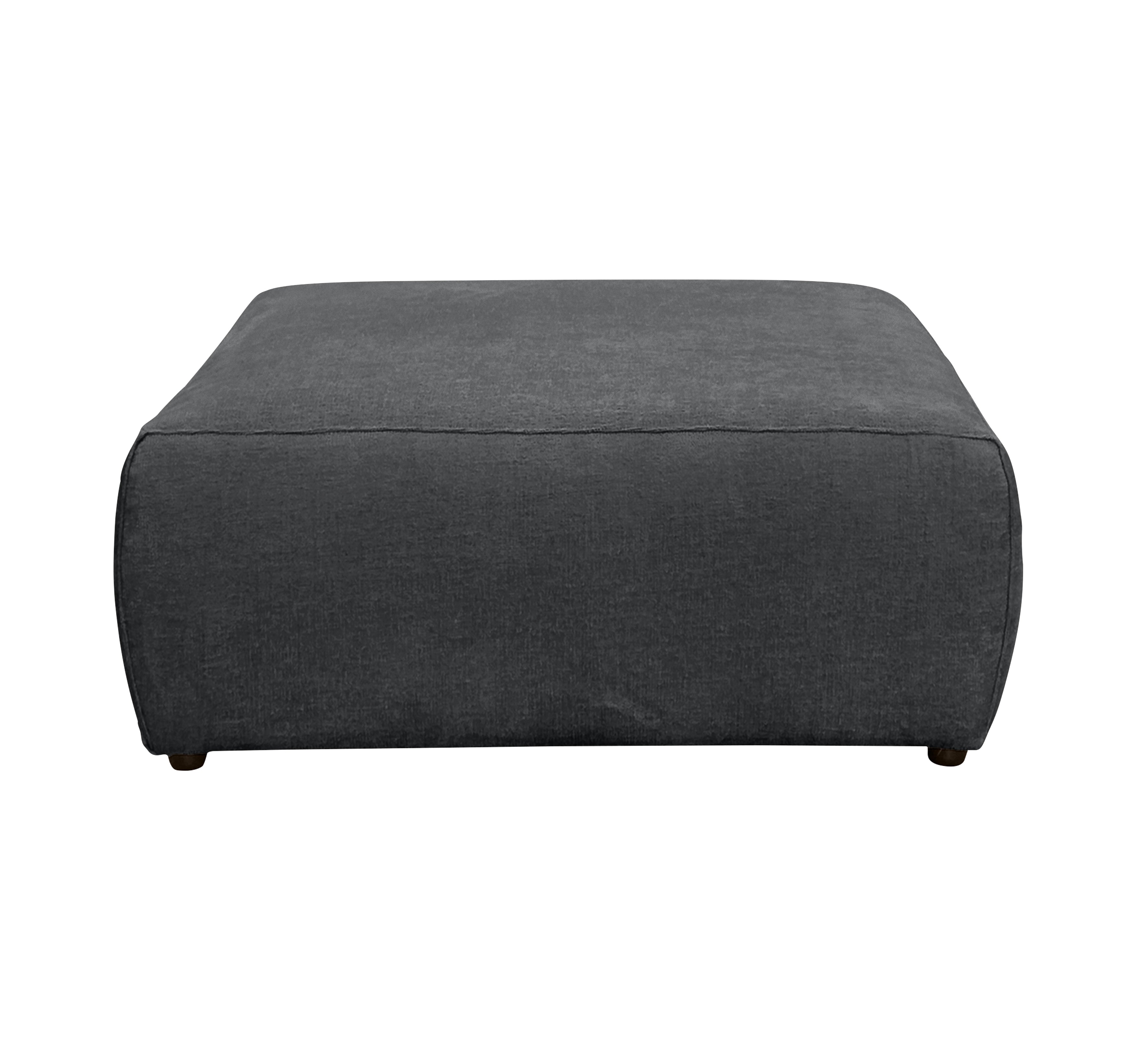 Pouf Écouffes en tissu chenille anthracite Paname Avenue, vue de face sur fond blanc
