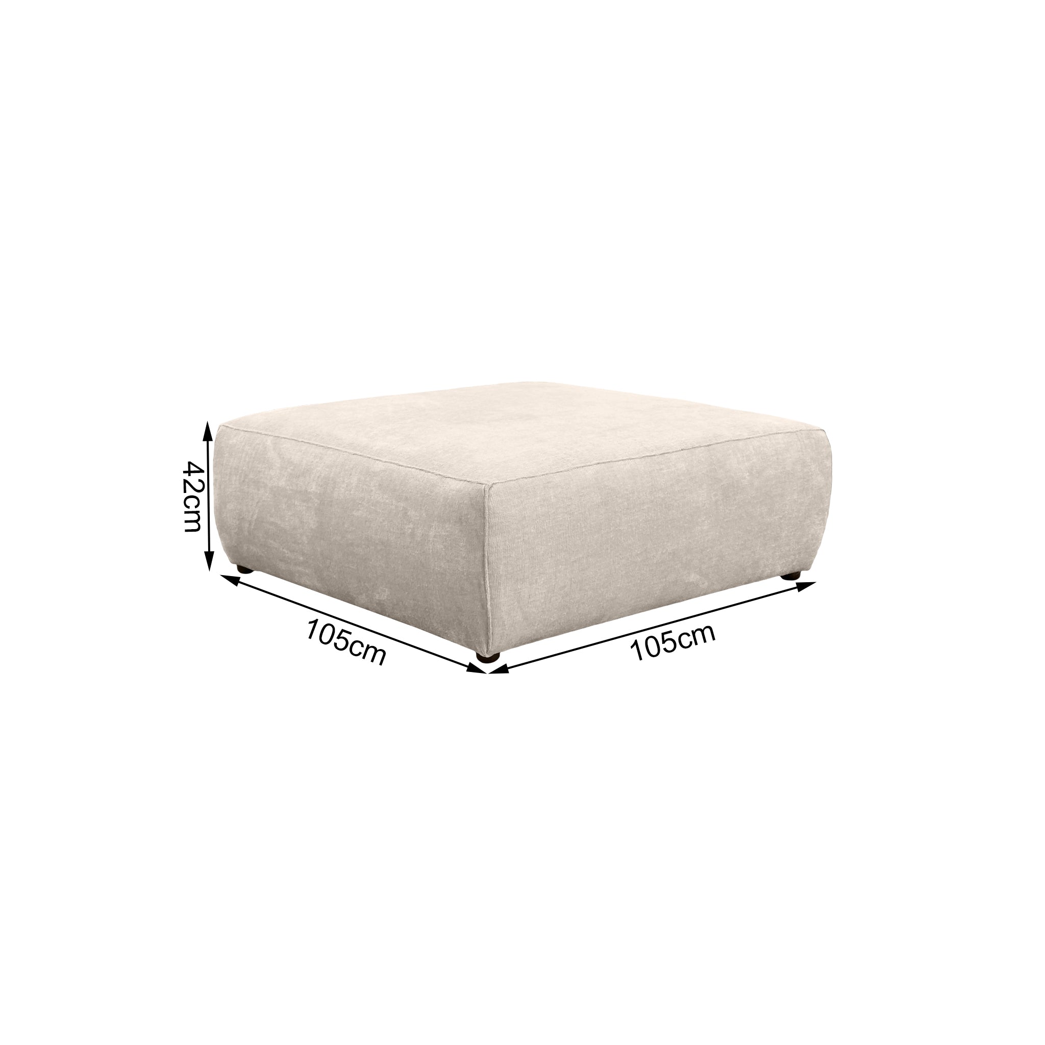 Pouf Écouffes en tissu chenille beige Paname Avenue, schéma des dimensions
