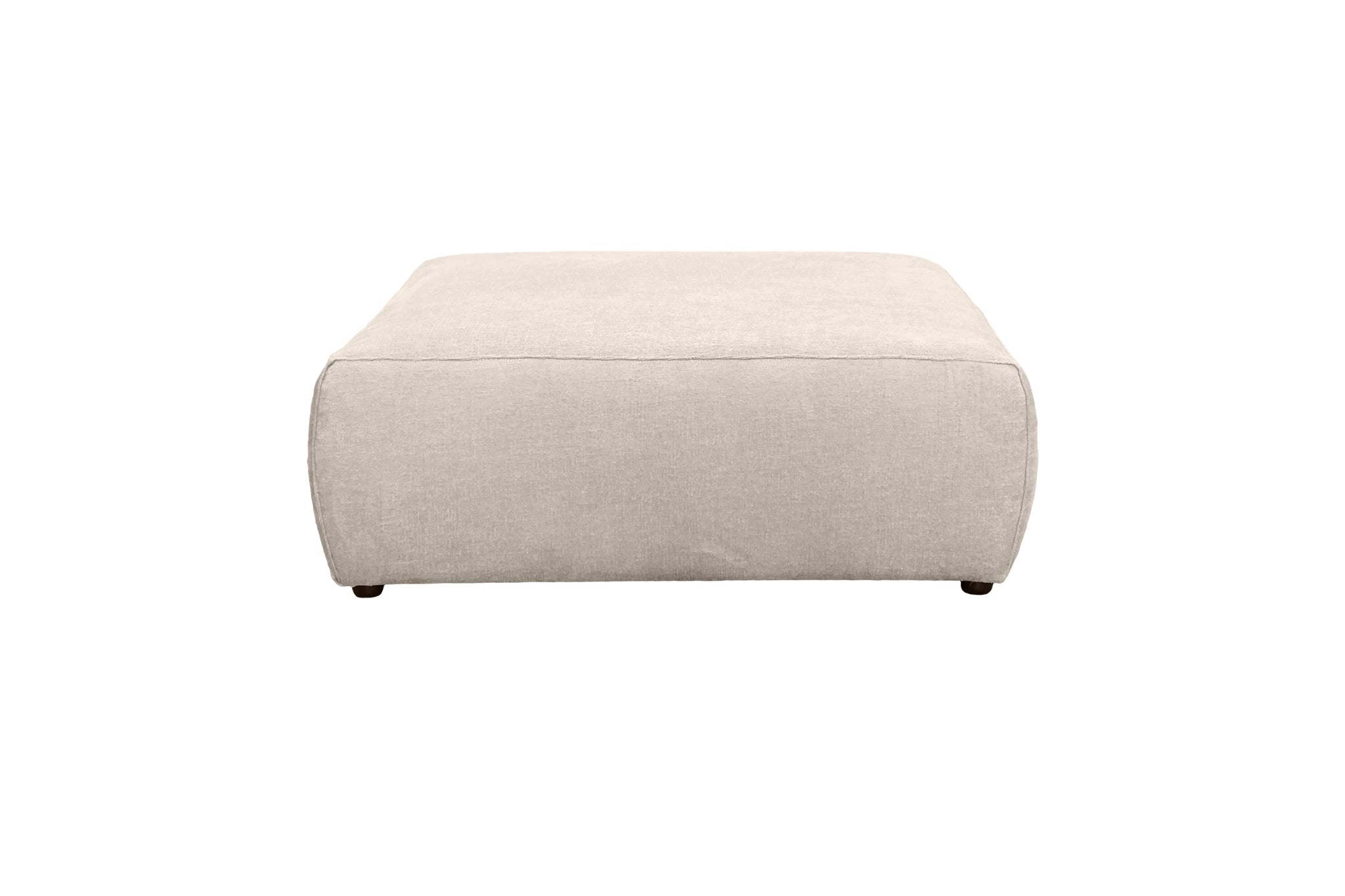 Pouf Écouffes en tissu chenille beige Paname Avenue, vue de face sur fond blanc