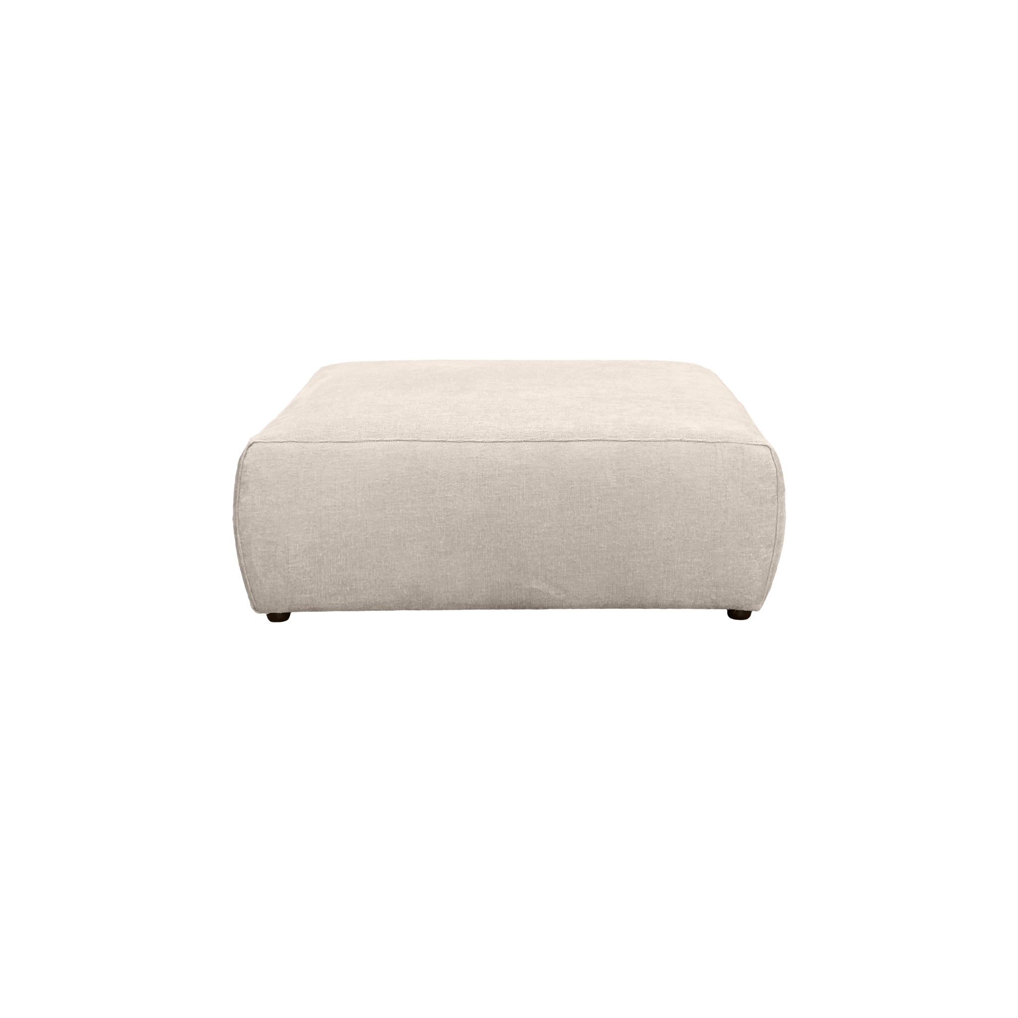 Pouf Écouffes en tissu chenille beige Paname Avenue, vue de face sur fond blanc