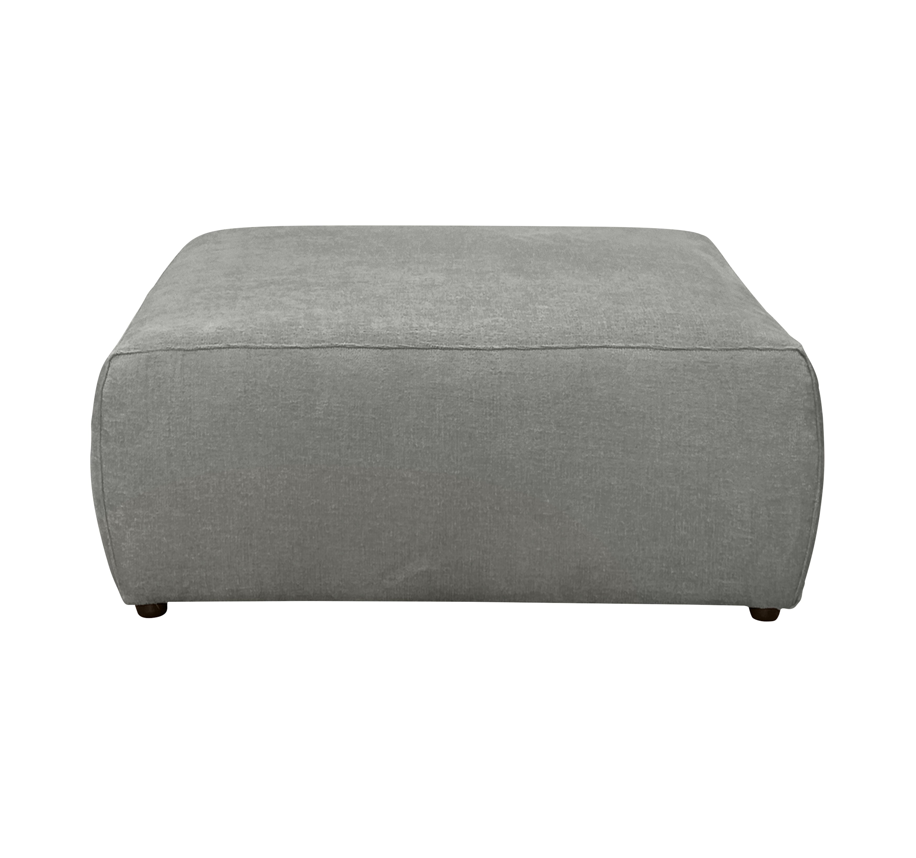Pouf Écouffes en tissu chenille gris Paname Avenue, vue de face sur fond blanc