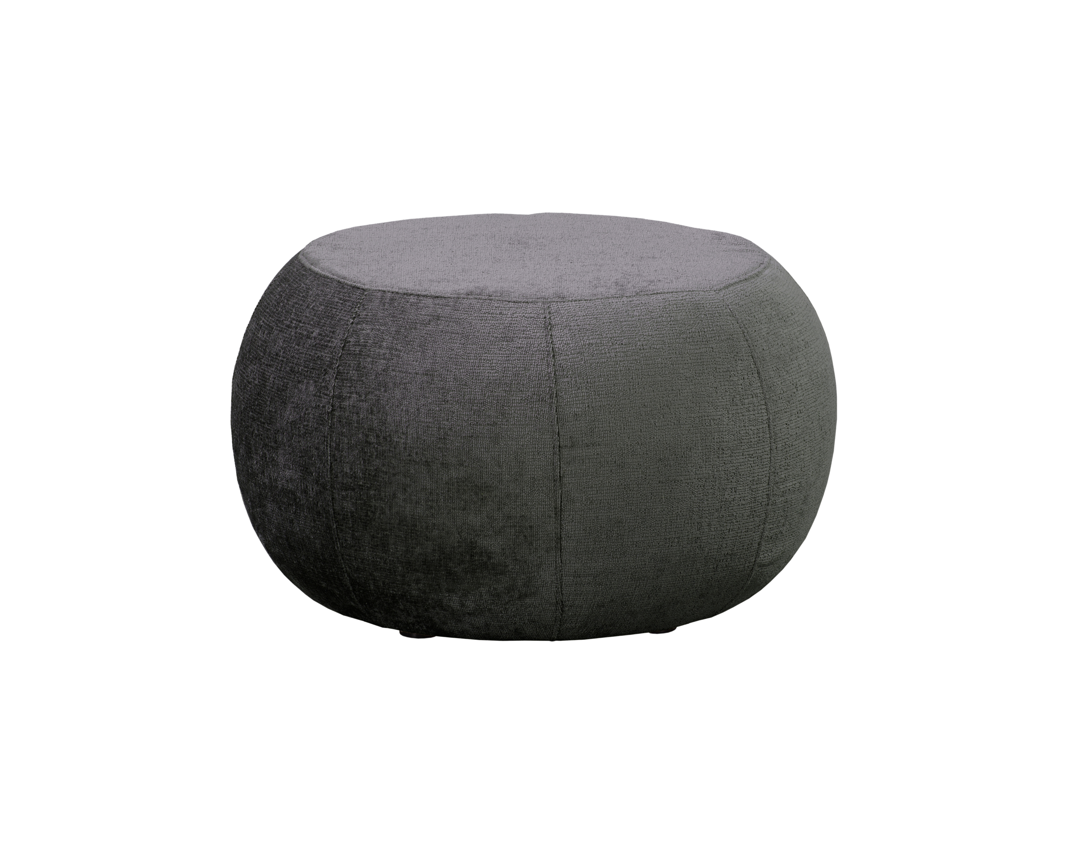 Pouf Verrerie en tissu chenille anthracite Paname Avenue, vue de face sur fond blanc