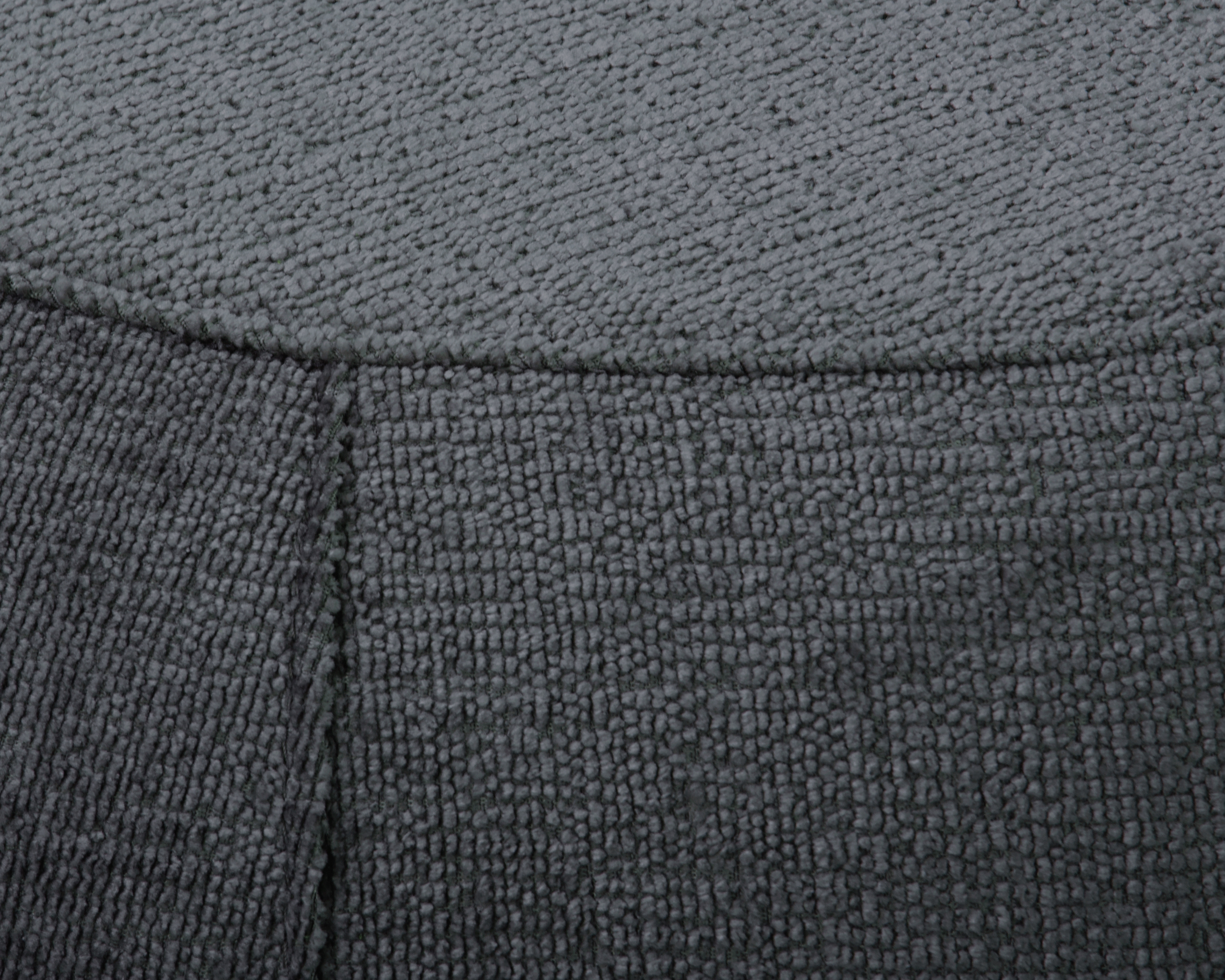 Pouf Verrerie en tissu chenille anthracite Paname Avenue, zoom sur l'assise