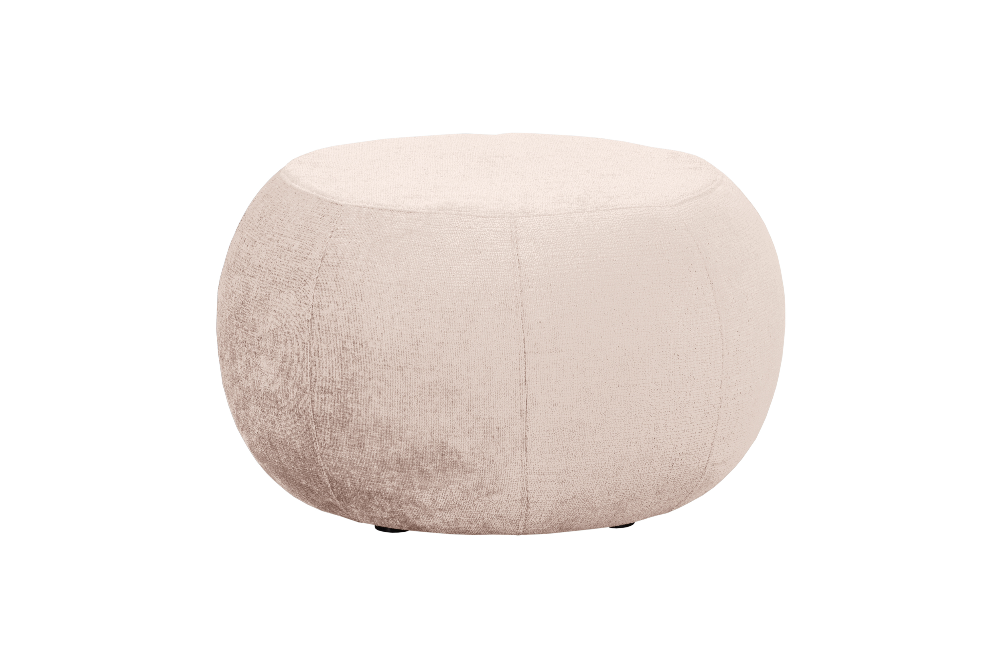 Pouf Verrerie en tissu chenille beige Paname Avenue, vue de face sur fond blanc