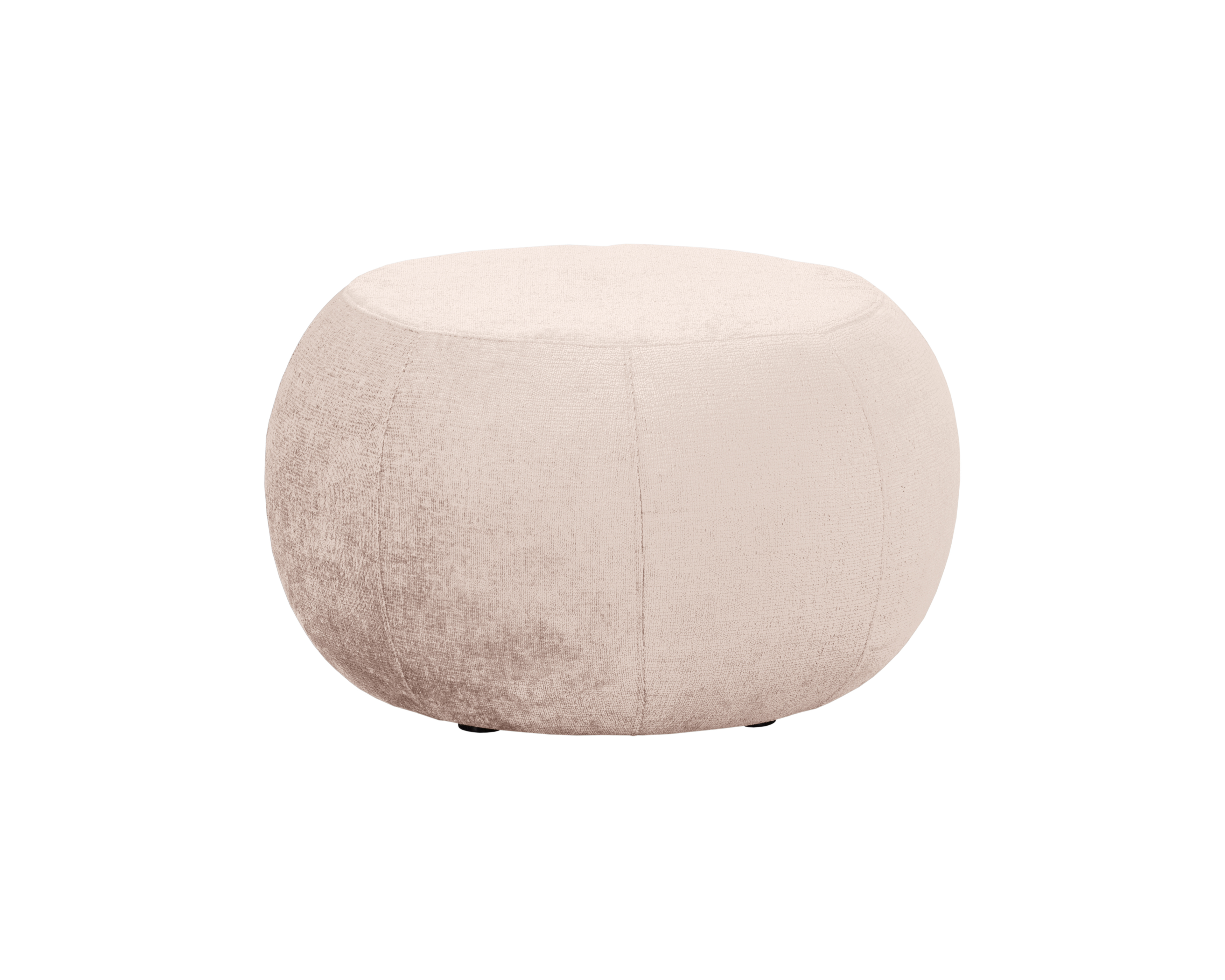 Pouf Verrerie en tissu chenille beige Paname Avenue, vue de face sur fond blanc