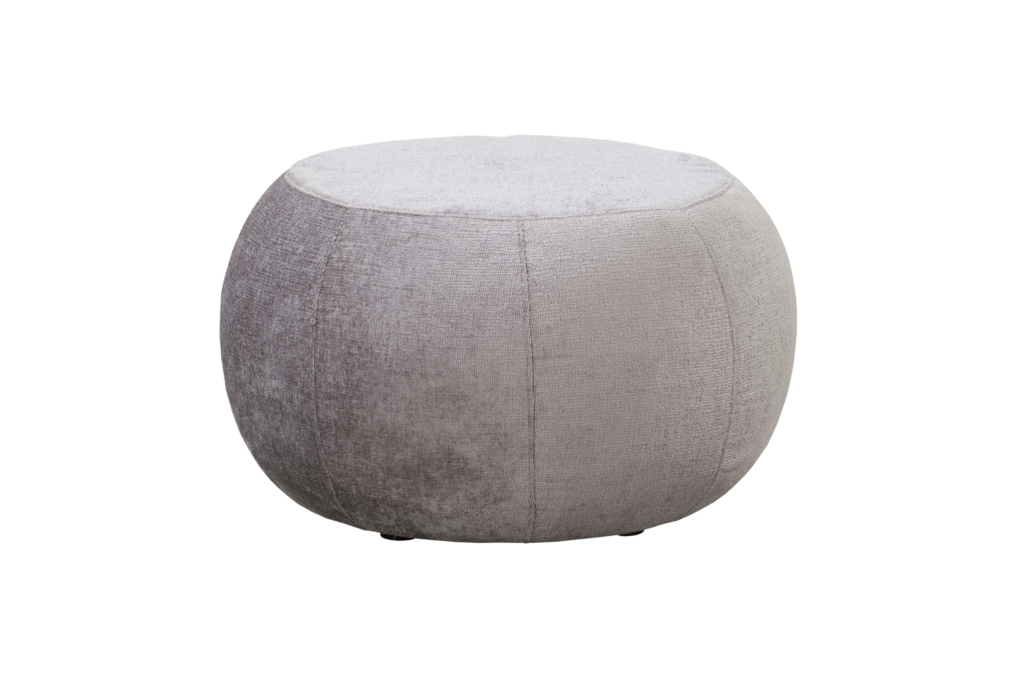 Pouf Verrerie en tissu chenille gris Paname Avenue, vue de face sur fond blanc