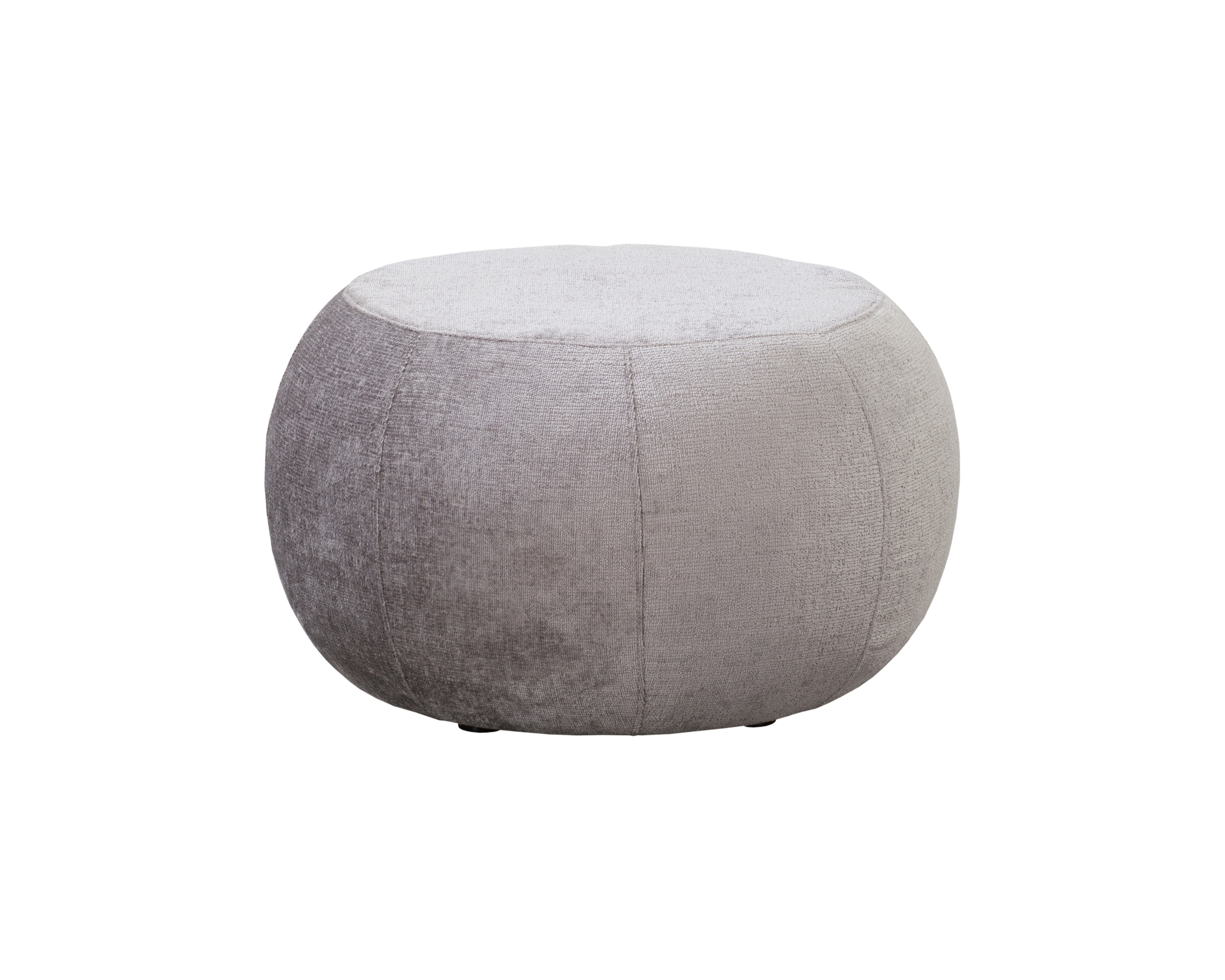 Pouf Verrerie en tissu chenille gris Paname Avenue, vue de face sur fond blanc