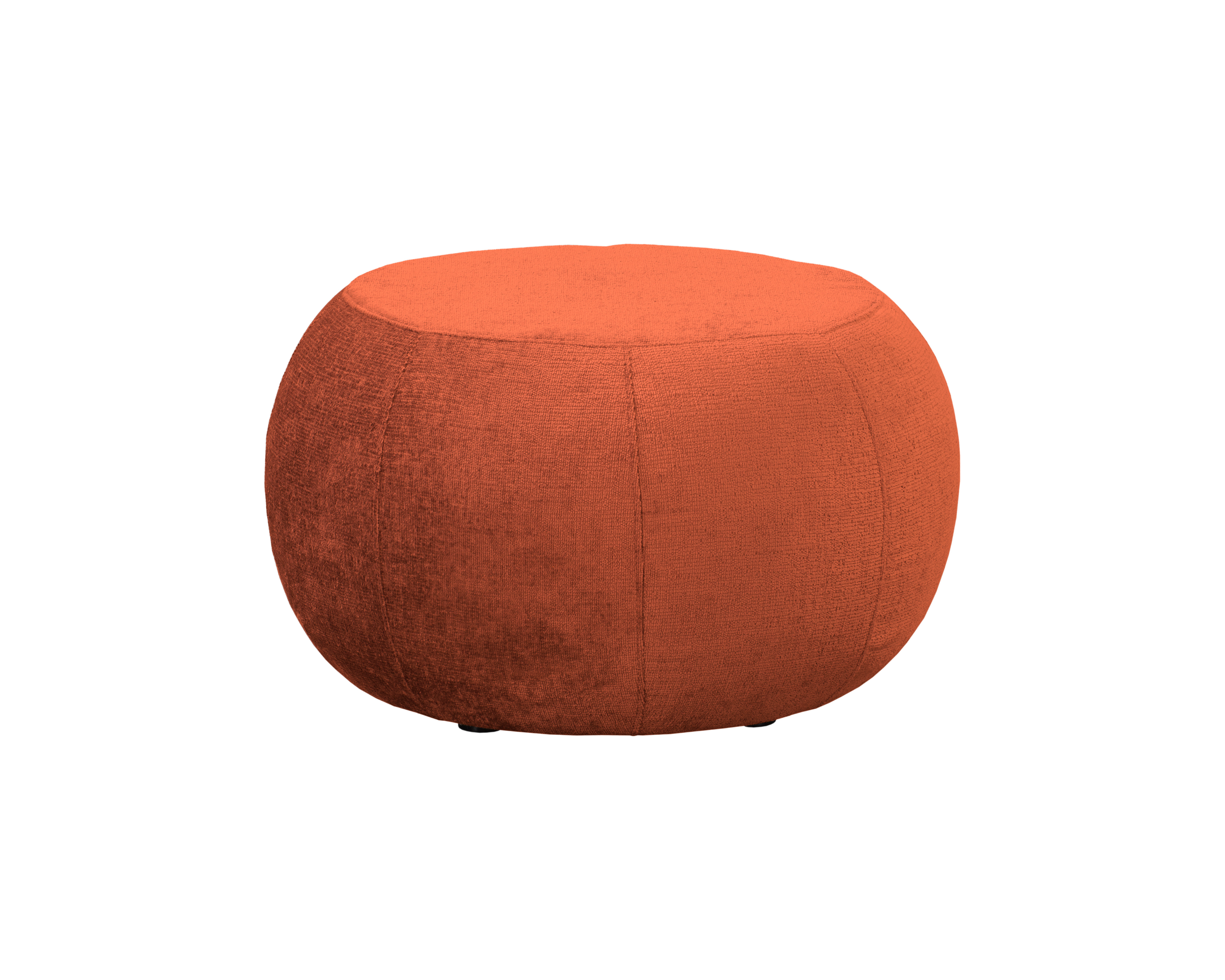Pouf Verrerie en tissu chenille terracotta Paname Avenue, vue de face sur fond blanc