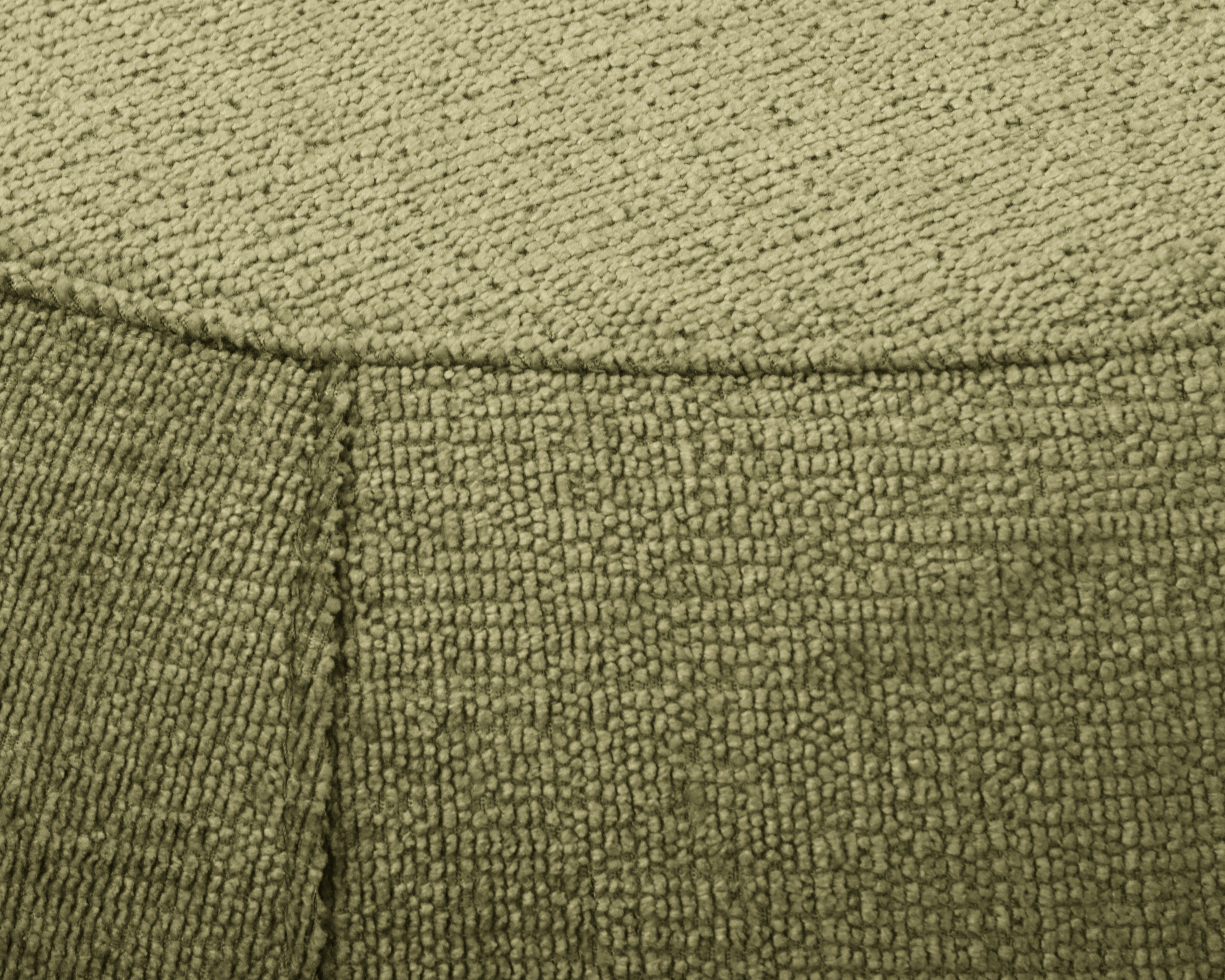 Pouf Verrerie en tissu chenille vert olive Paname Avenue, zoom sur l'assise