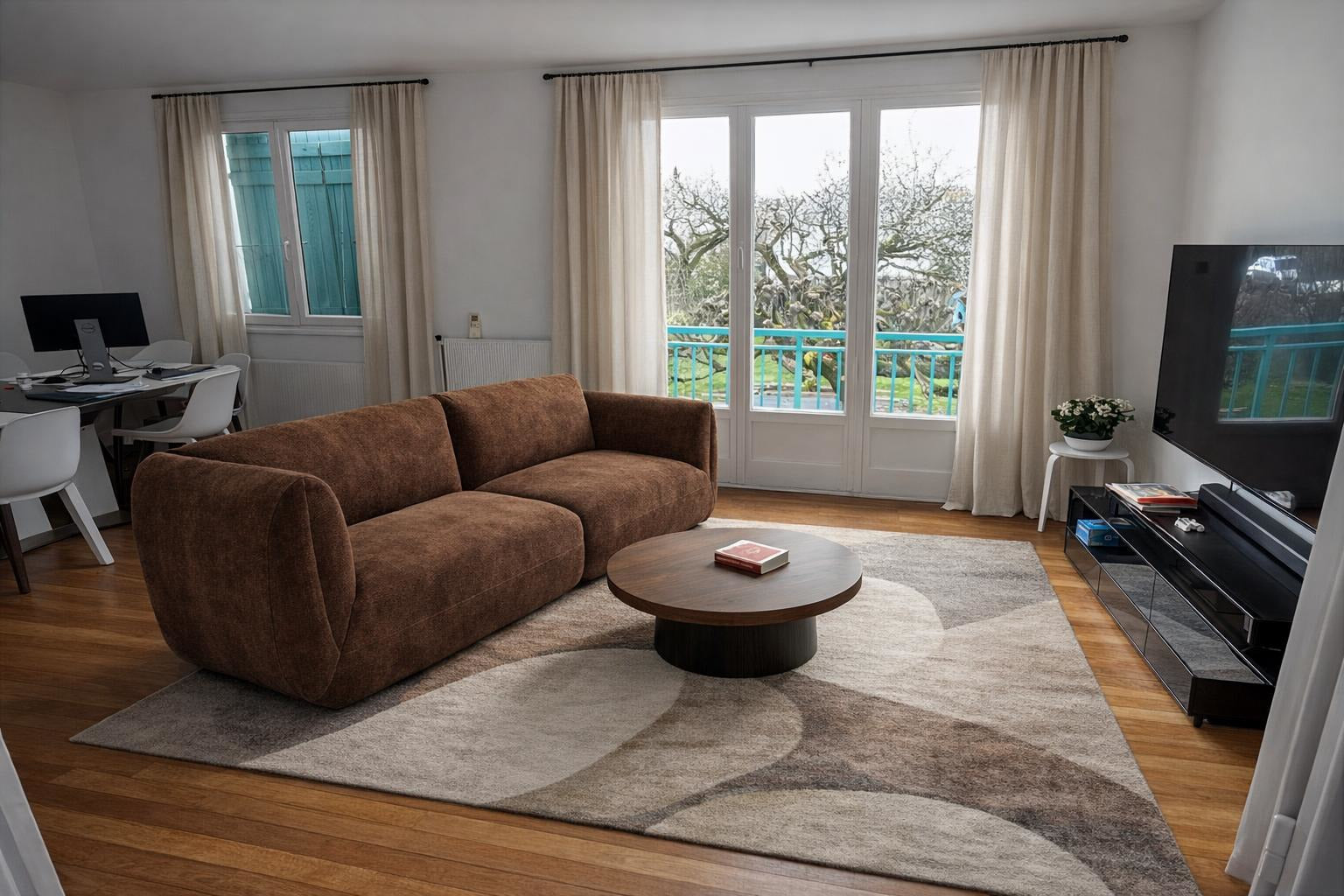 Photo client Paname Avenue du canapé droit marron Portefoin