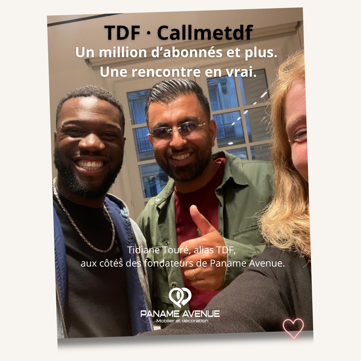 Le créateur de contenus TDF Callmetdf Tidiane Toure entouré des fondateurs de Paname Avenue.