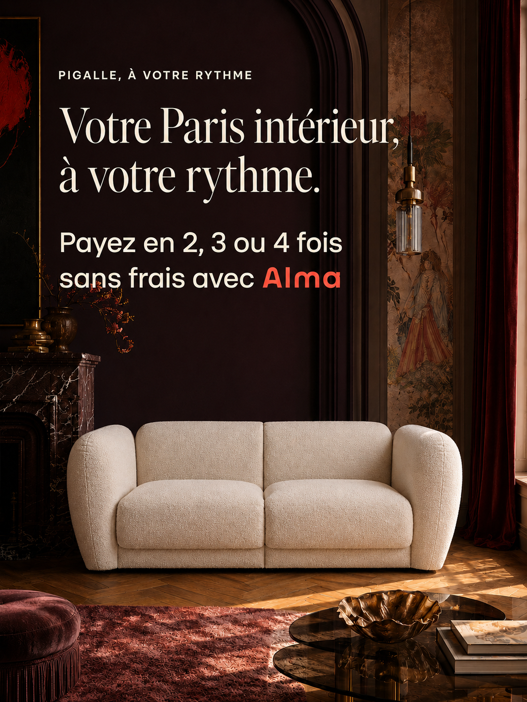 Bannière d'information sur le paiement fractionné  sans frais  avec Alma
