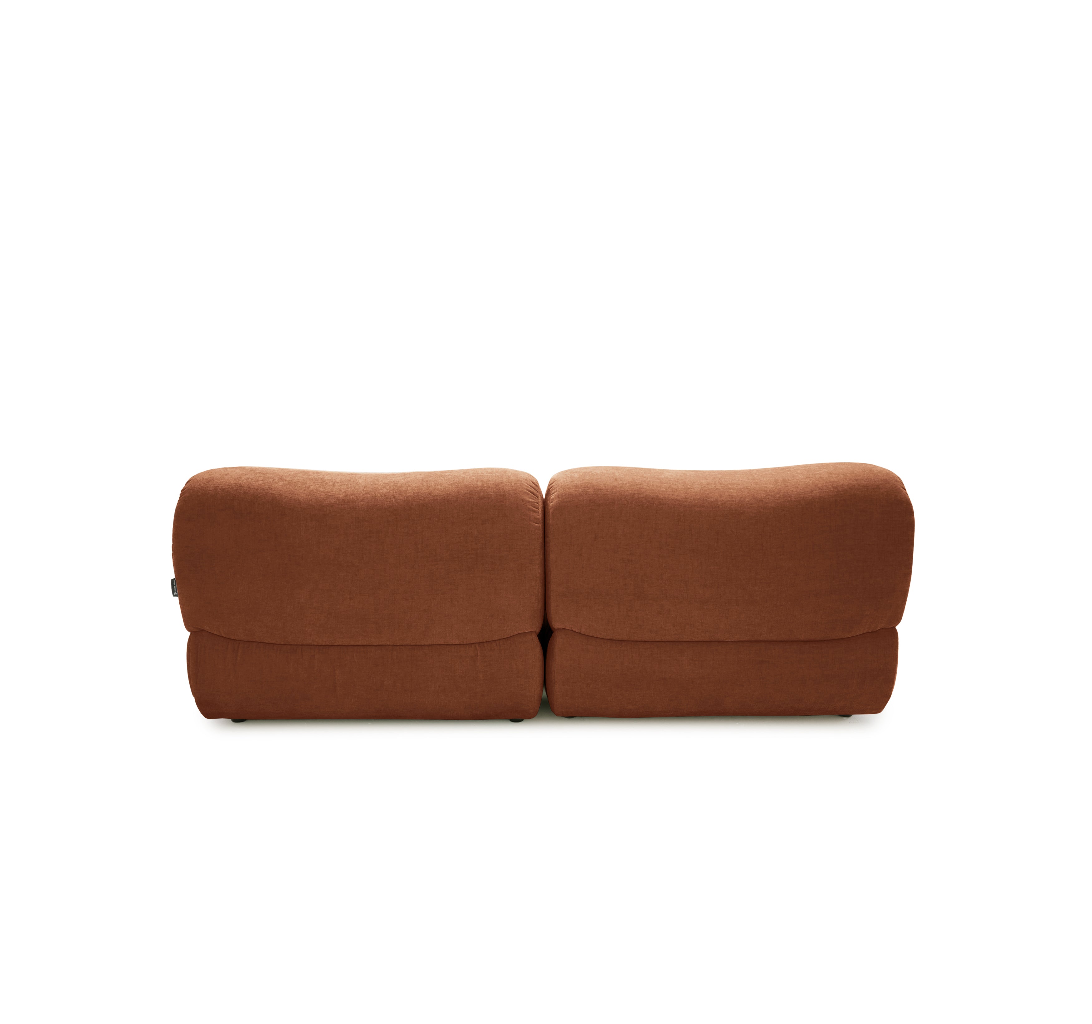 Canapé d’angle droit Pot-de-Fer en tissu chenille terracotta Paname Avenue, vue arrière sur fond blanc